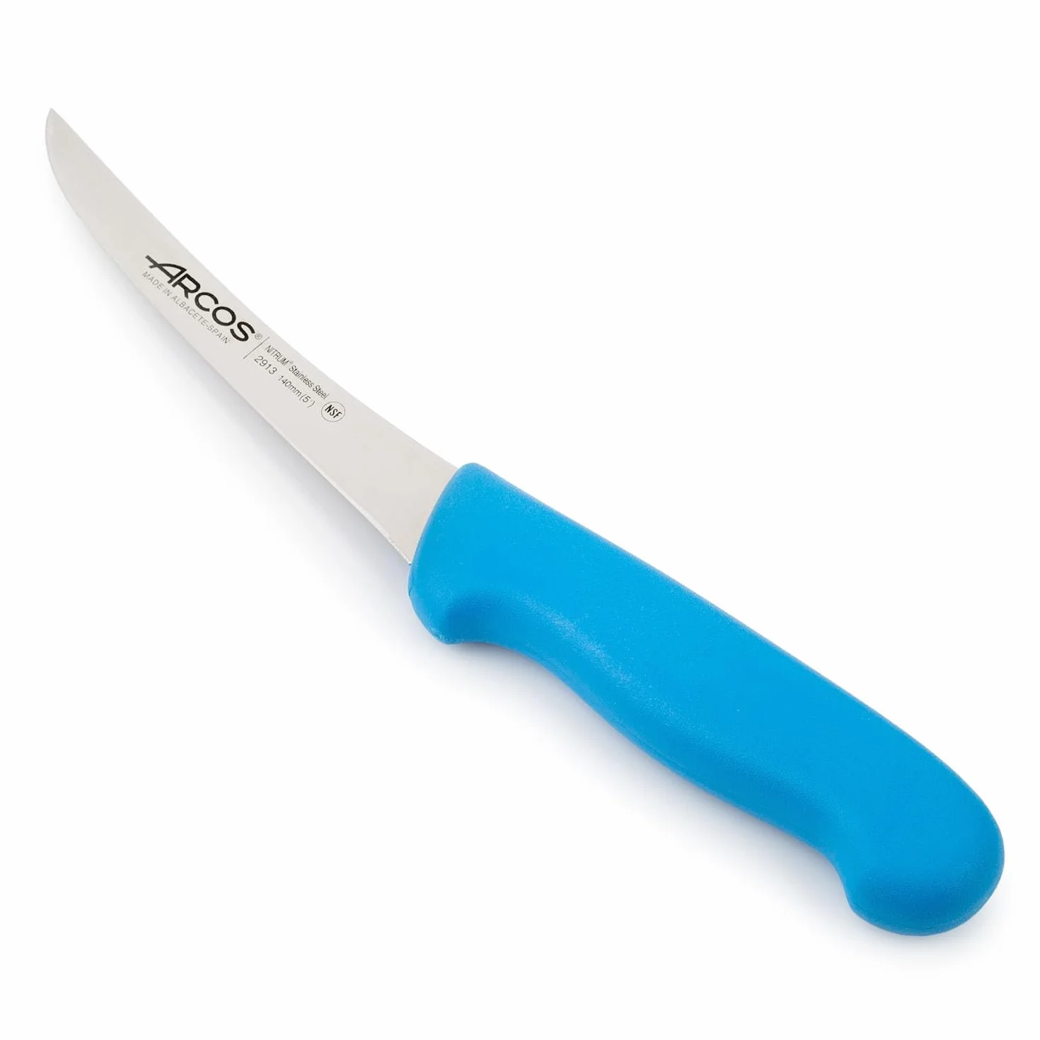 Arcos Nóż do odkostniania 15 cm Nitrum stal nierdzewna ostrze 140 mm profesjonalny nóż rzeźniczy ergonomiczny uchwyt polipropylenowy Seria 2900 niebieski