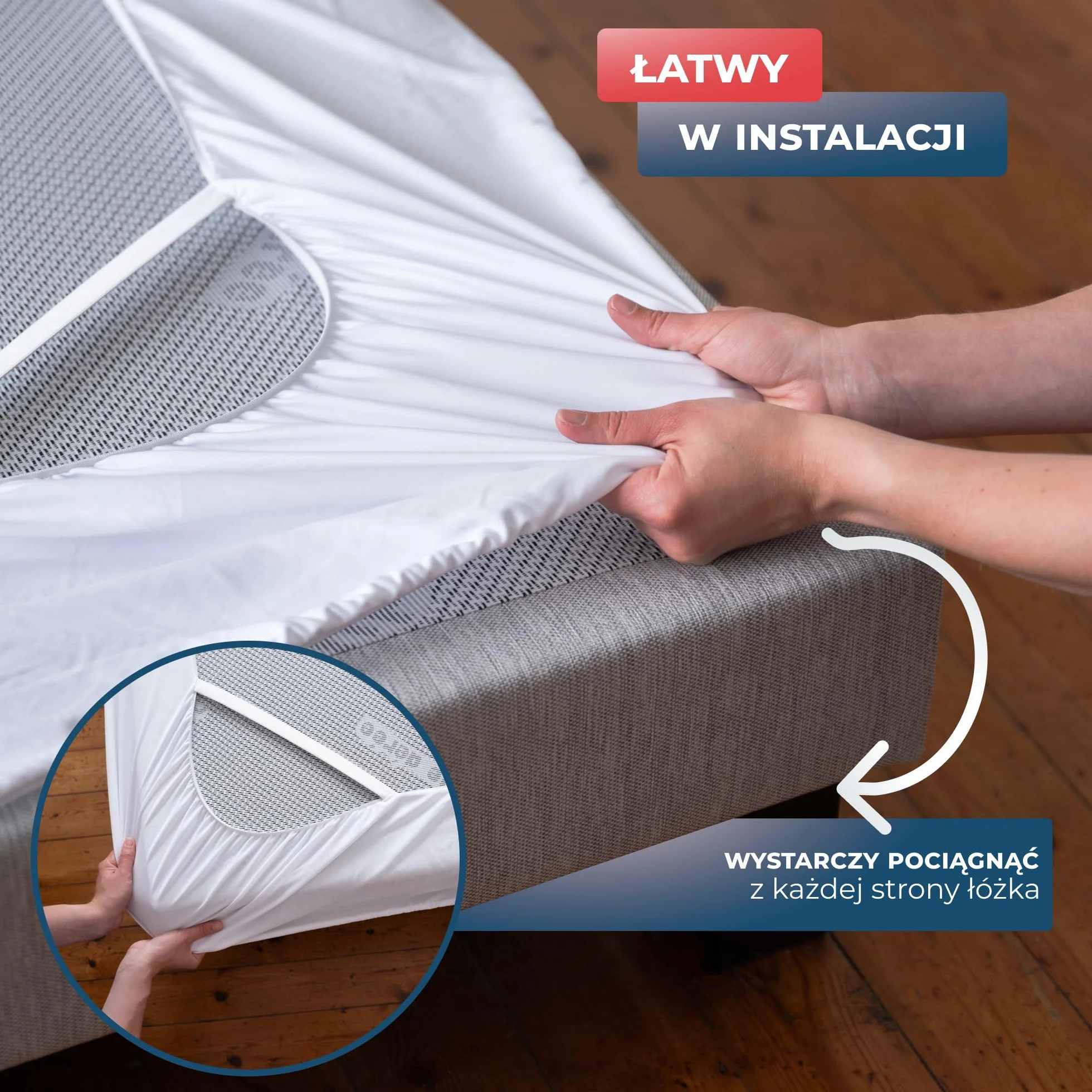 Wrappybag Osłona na Materac 90 x 190 cm Elastyczne Gumki Pokrowiec na Łóżko Szary
