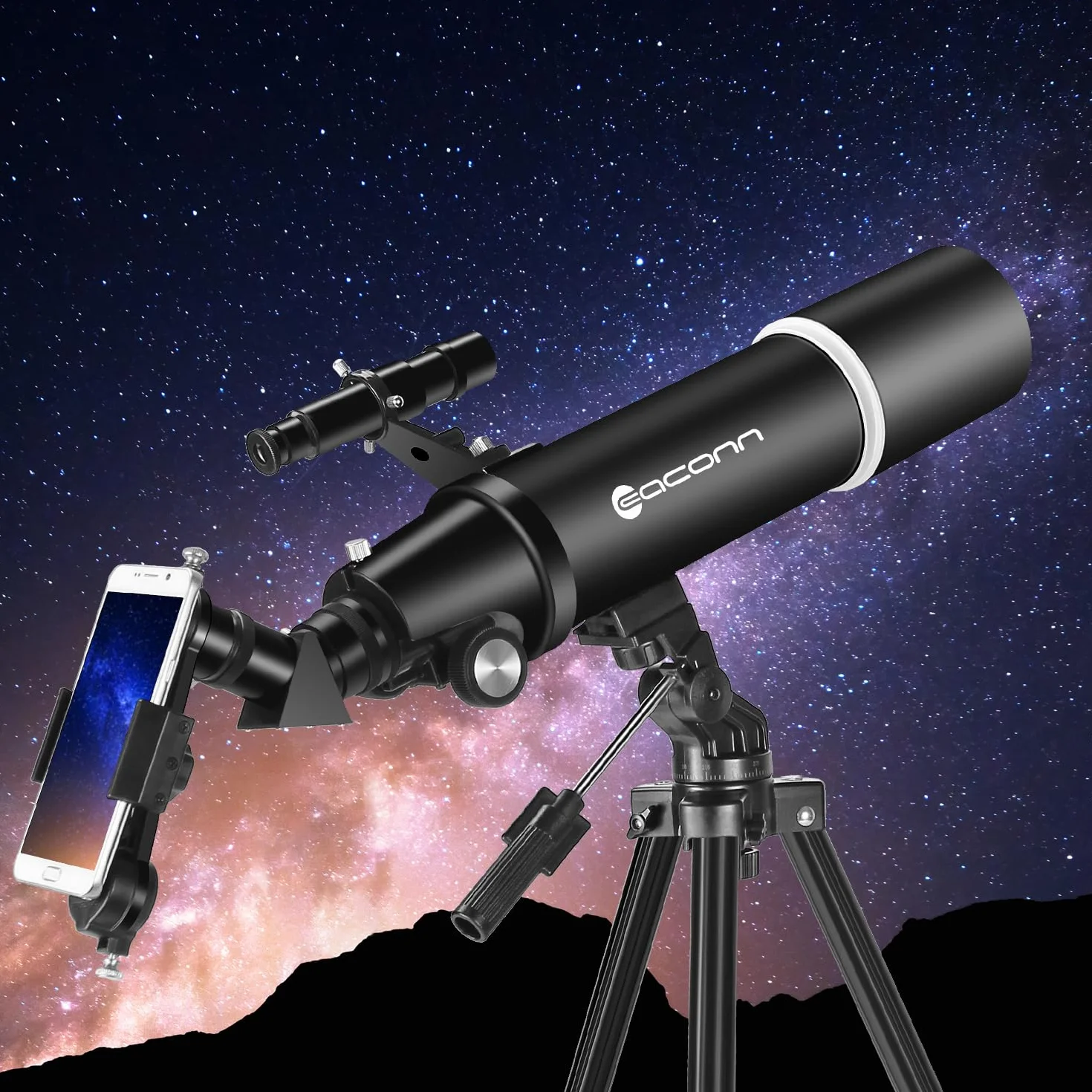 Teleskop, teleskop astronomiczny dla dorosłych, 80mm przysłona 600mm przenośny teleskop podróżny dla początkujących i dzieci z statywem, adapterem do telefonu, plecakiem