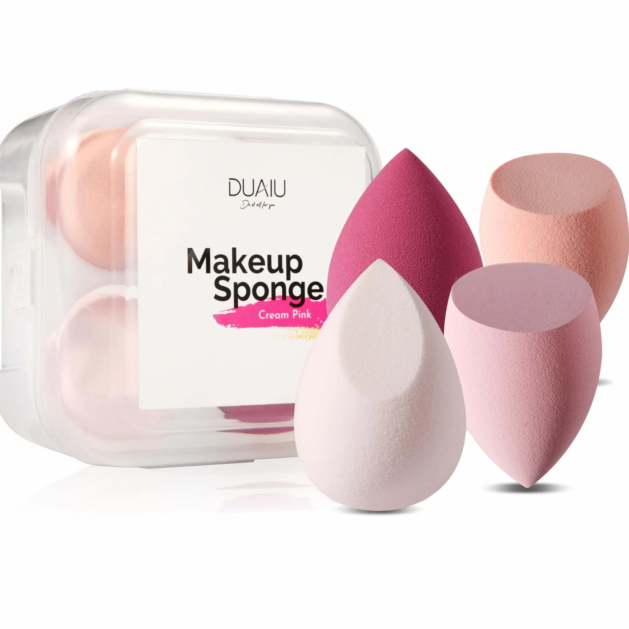 Gąbka do makijażu FILY DUAIU 4-pak Beauty Blender podkład zestaw 4 kolorów bez lateksu blender kosmetyki gąbki do makijażu z 1 uchwytem na gąbkę do płynnego podkładu, kremu i kremu