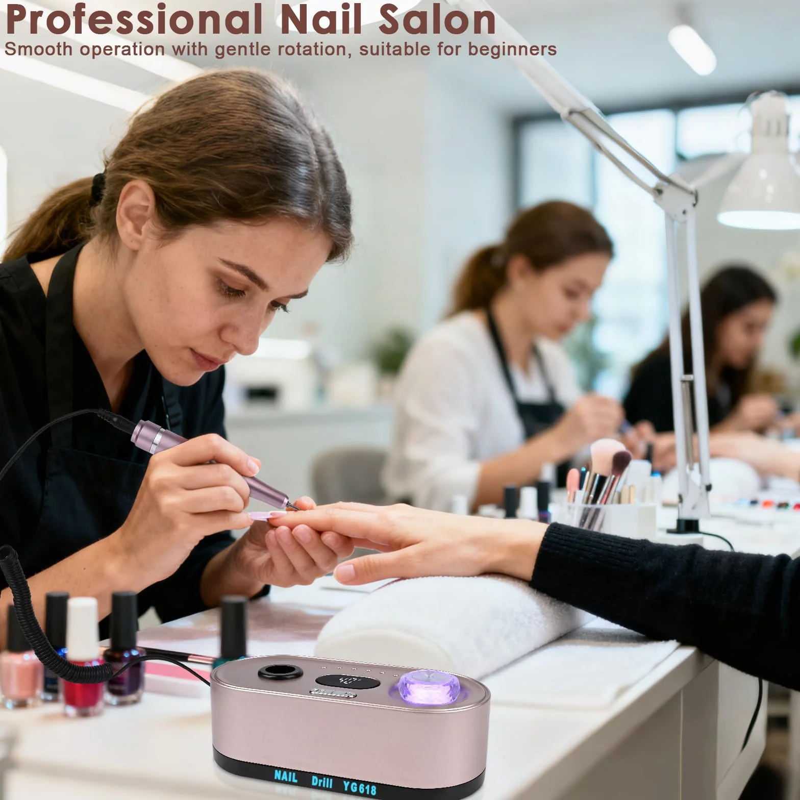 Elektryczny pilnik do paznokci, frezarka do paznokci żelowych 12 w 1, profesjonalna frezarka do paznokci, 40 000 obr./min, zestaw do manicure i pedicure z wyświetlaczem LCD, do użytku domowego