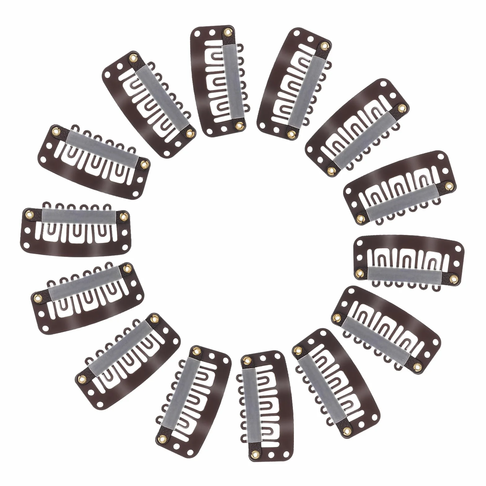 50 sztuk ciemnobrązowych spinek do peruki plecione 6 zębów w kształcie litery U przedłużanie włosów przedłużanie włosów przedłużanie włosów metalowa silikonowa peruka dla kobiet
