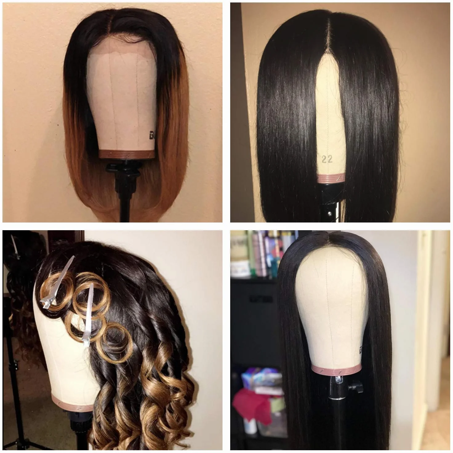 gexworldwide GEX 50.8-61.0 cm Cork Canvas Block Head Manekin Head Wig Display Styling Head With Mount Hole 56 cm