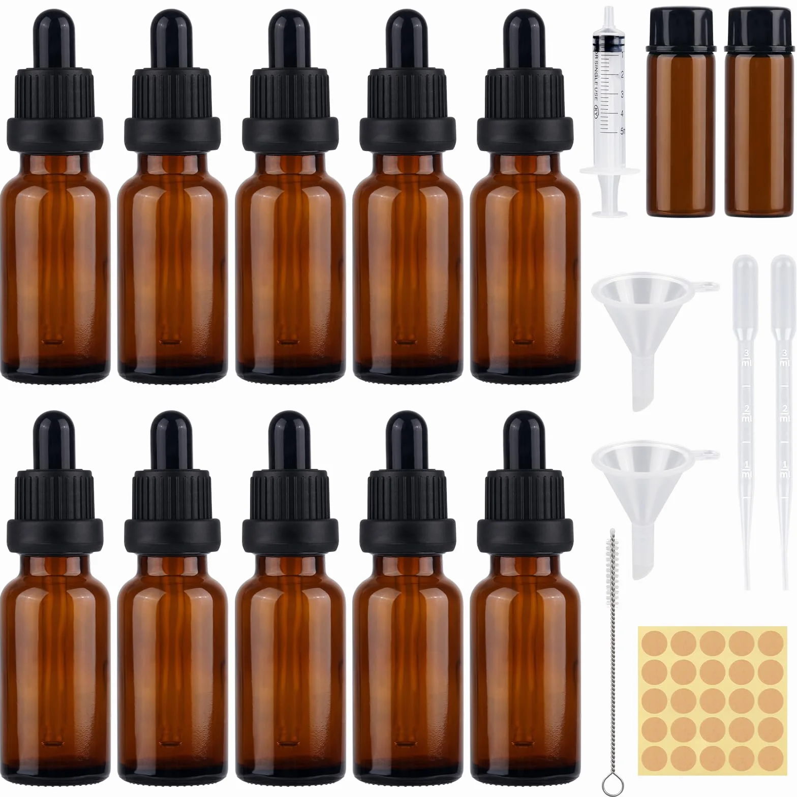 10 sztuk z pipetą 20 ml, brązowe butelki, kroplomierz 20 ml, apteczna butelka z kroplomierzem, pipeta do olejków eterycznych, perfumy, roztwory