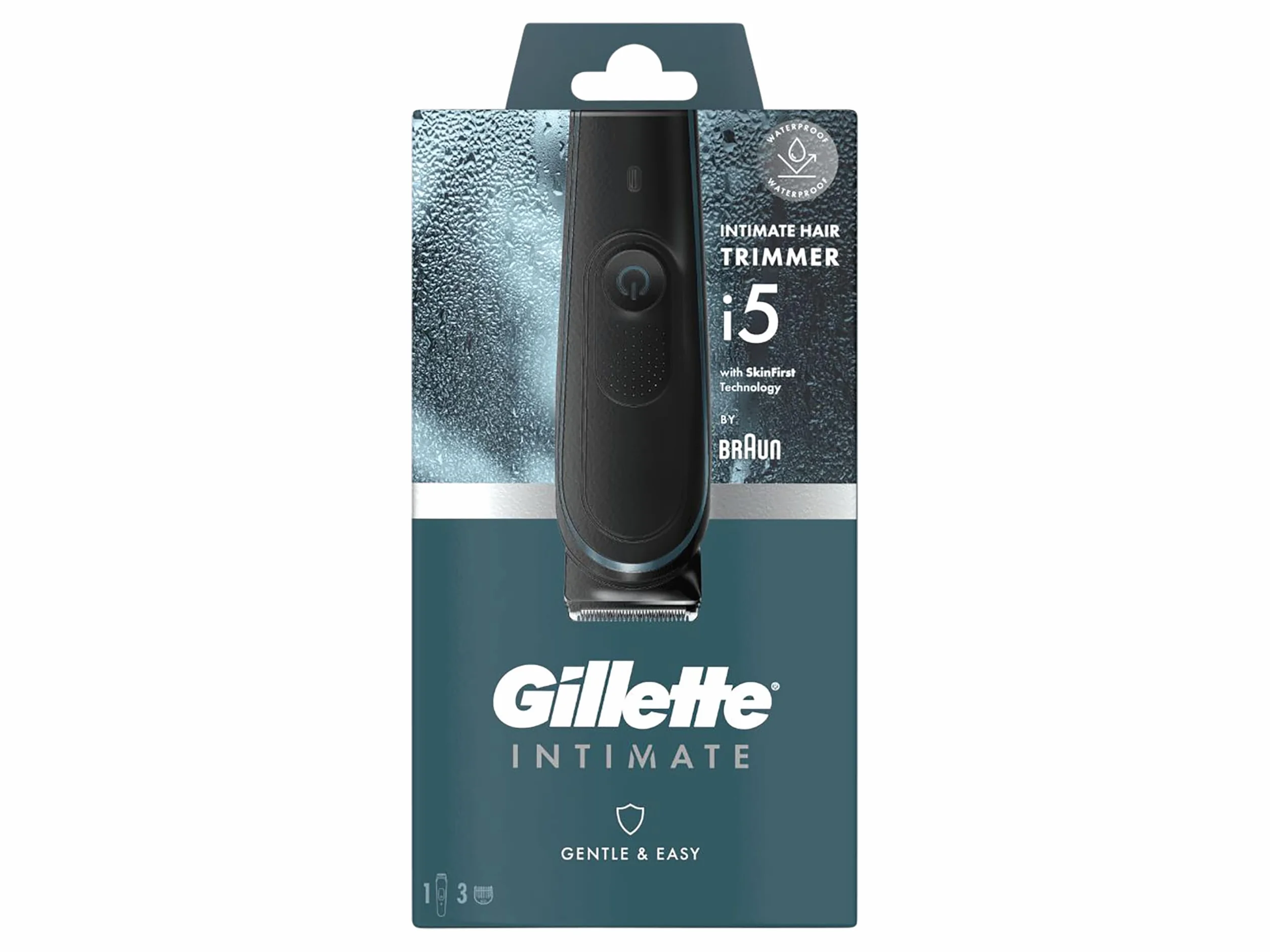 Gillette SkinFirst Intimate trymer męski i5 do intymnych obszarów intymnych, golarka intymna, z trwałymi ostrymi ostrzami, wodoszczelna, bezprzewodowa, do stosowania na mokro i na sucho