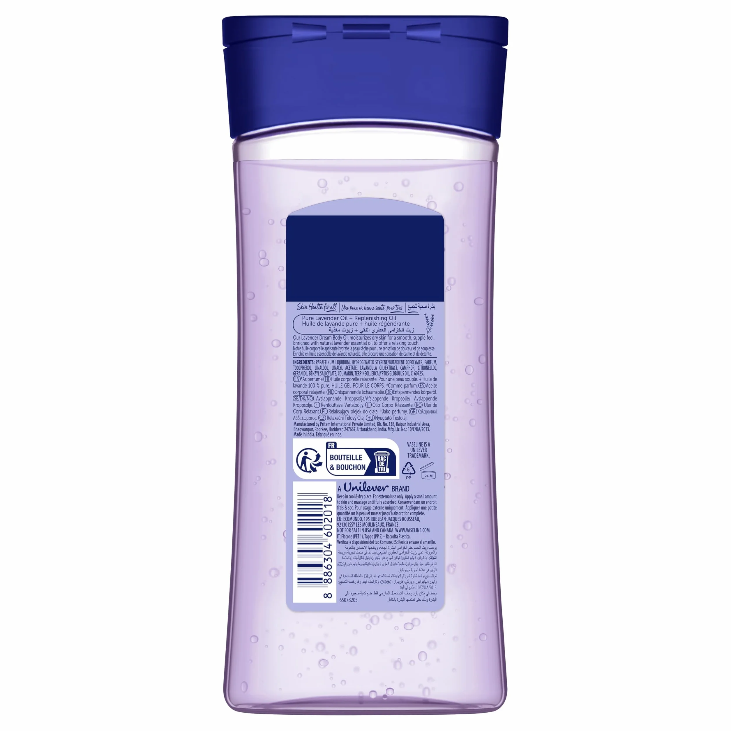 Vaseline Intensive Care Lavender Dream dla gładkiej skóry – relaksujący żel-olejek do ciała ze 100% czystym olejkiem lawendowym, 200 ml (1 x 200ml)