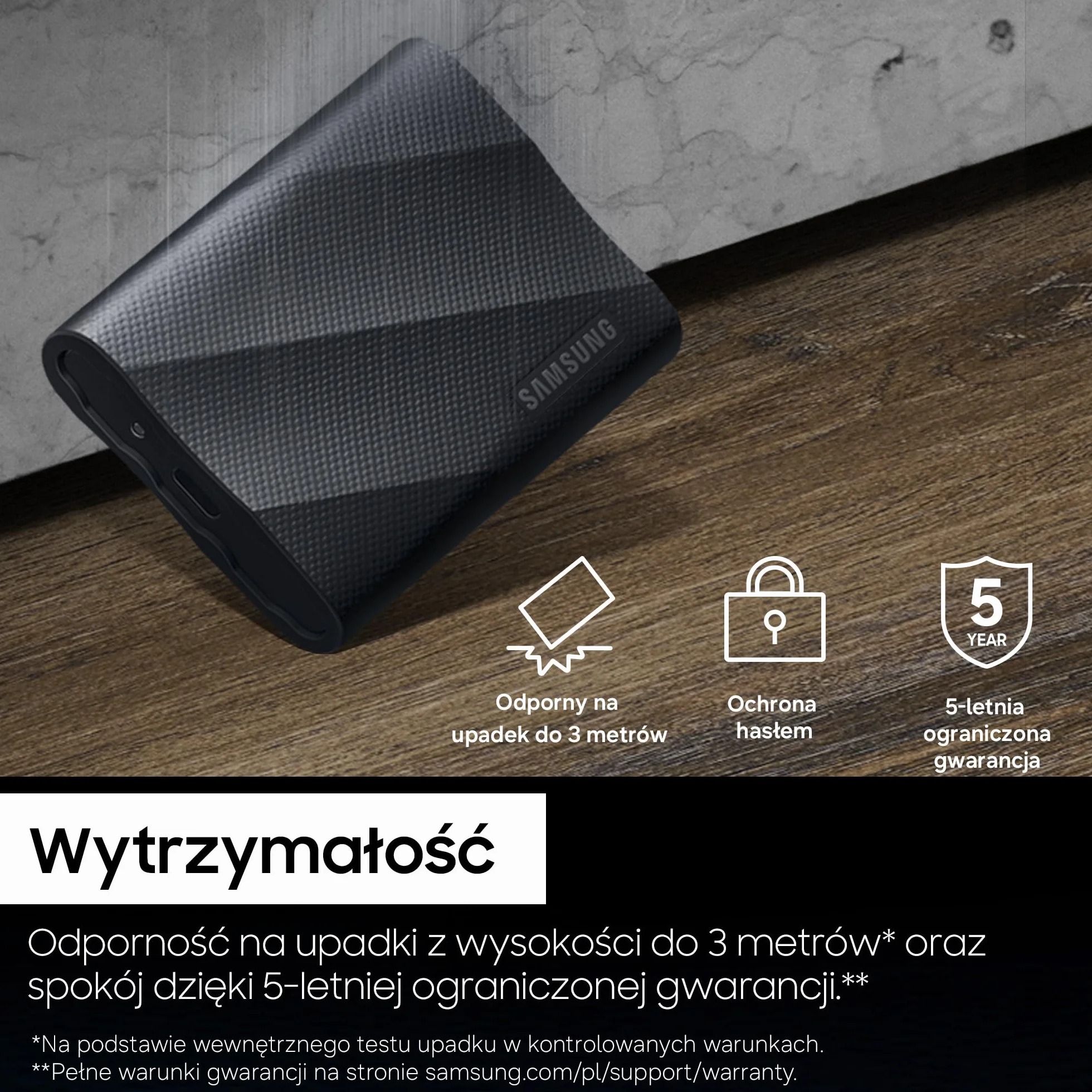 Przenośny dysk SSD Samsung T9, 2 TB, prędkość odczytu 2000 MB/s, prędkość zapisu 2000 MB/s, USB 3.2 Gen 2x2, dla profesjonalistów, zgodny z komputerami Mac, PC, smartfonami, kamerami 12K, MU-PG2T0B/EU