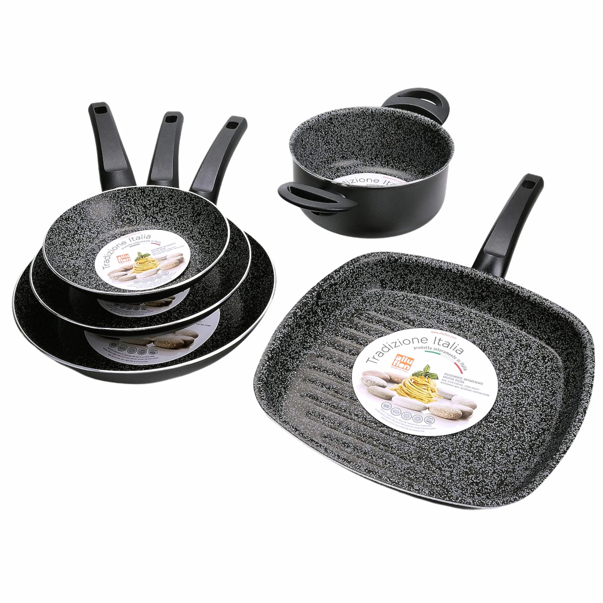 ALLUFLON Tradizione Italia patelnia do grillowania 28 cm aluminium czarna