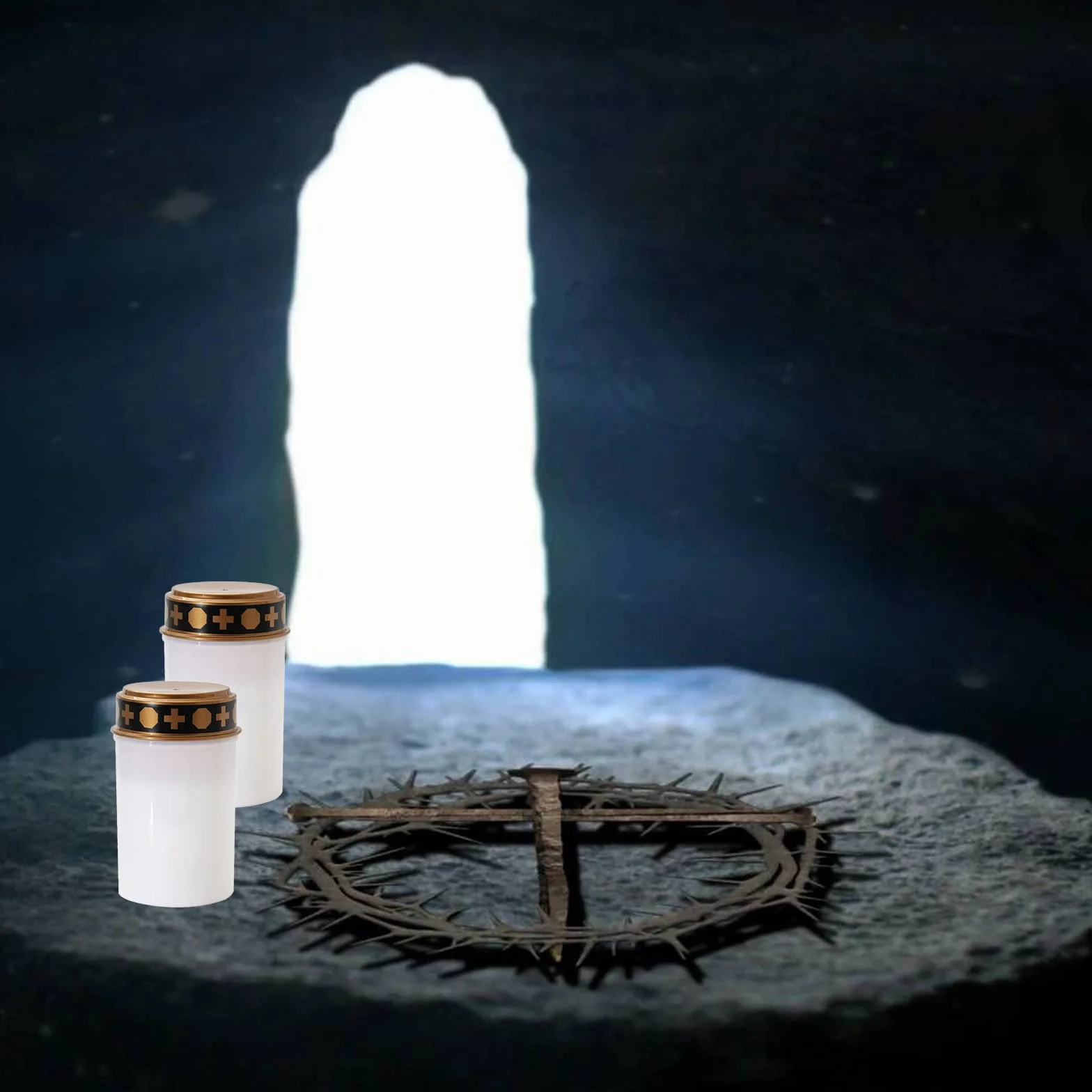 Znicz LED Biały 2 sztuki na Cmentarz Wodoodporny z Tatuażami na Świece