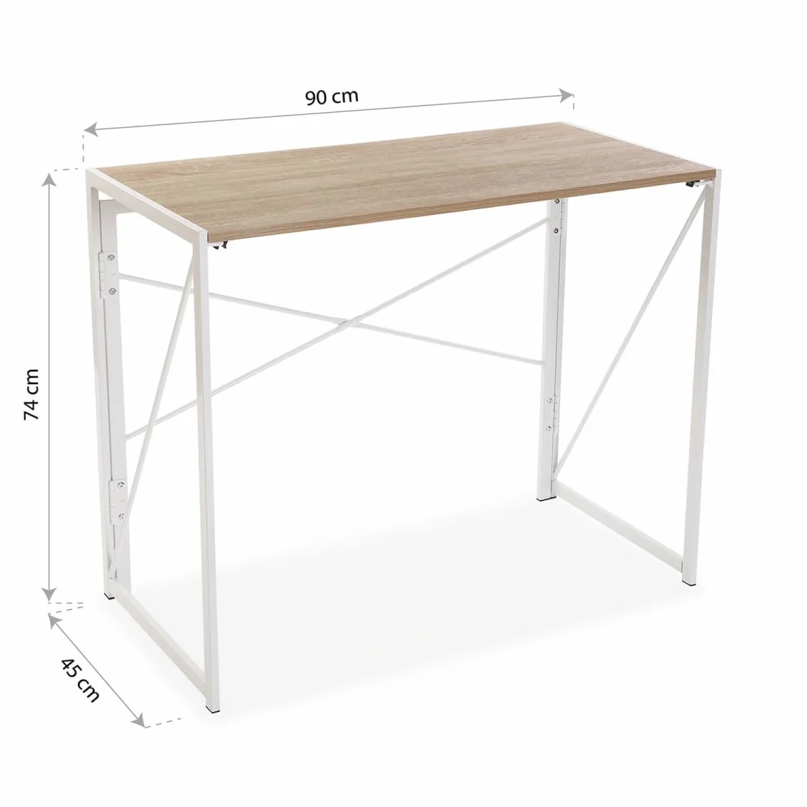 Versa Jack Składane Biurko Komputerowe 74 x 45 x 90 cm Białe Drewno Metal