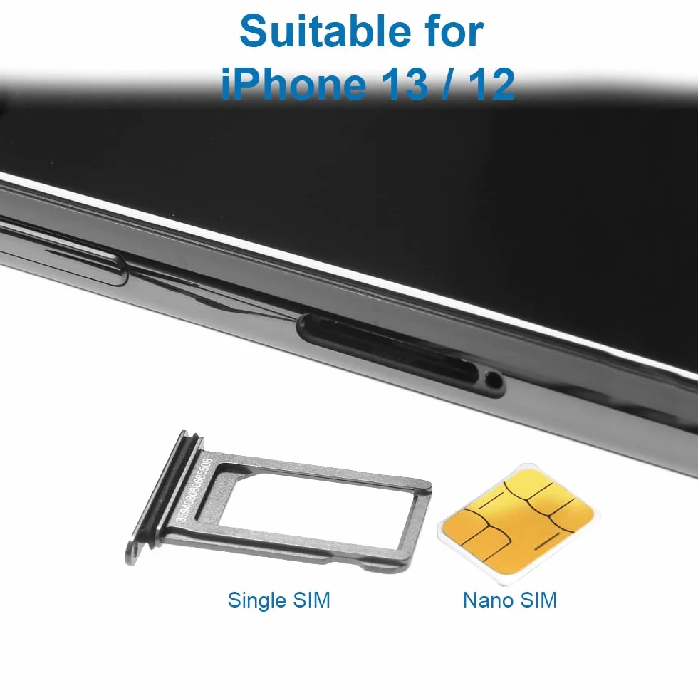 MMOBIEL Ramka do Karty SIM Kompatybilna z iPhone 12 - Tacka Karty SIM - Gniazdo SIM - Z Pinezką SIM i Wodoodporny Gumowy Pierścień - Czarny