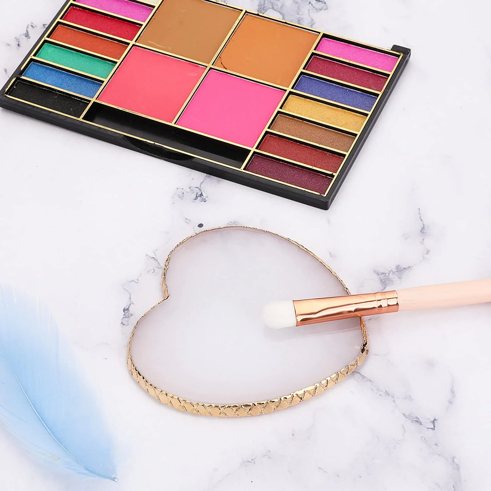 Sibba Żywica Nail Art Paleta Mieszanie Palety Płytka Mieszanie Kolorów Polski Złoty Obwódka Uchwyt Na Paznokcie Tablica W Kształcie Serca Narzędzia Kosmetyczne