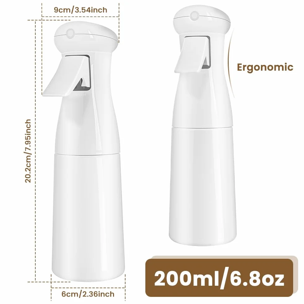 HOTUT Butelka z rozpylaczem do włosów, 200 ml, wielofunkcyjna butelka z rozpylaczem z drobną mgiełką, puste butelki z rozpylaczem do urody, salonu, roślin, zwierząt domowych, sprzątanie domu, biała