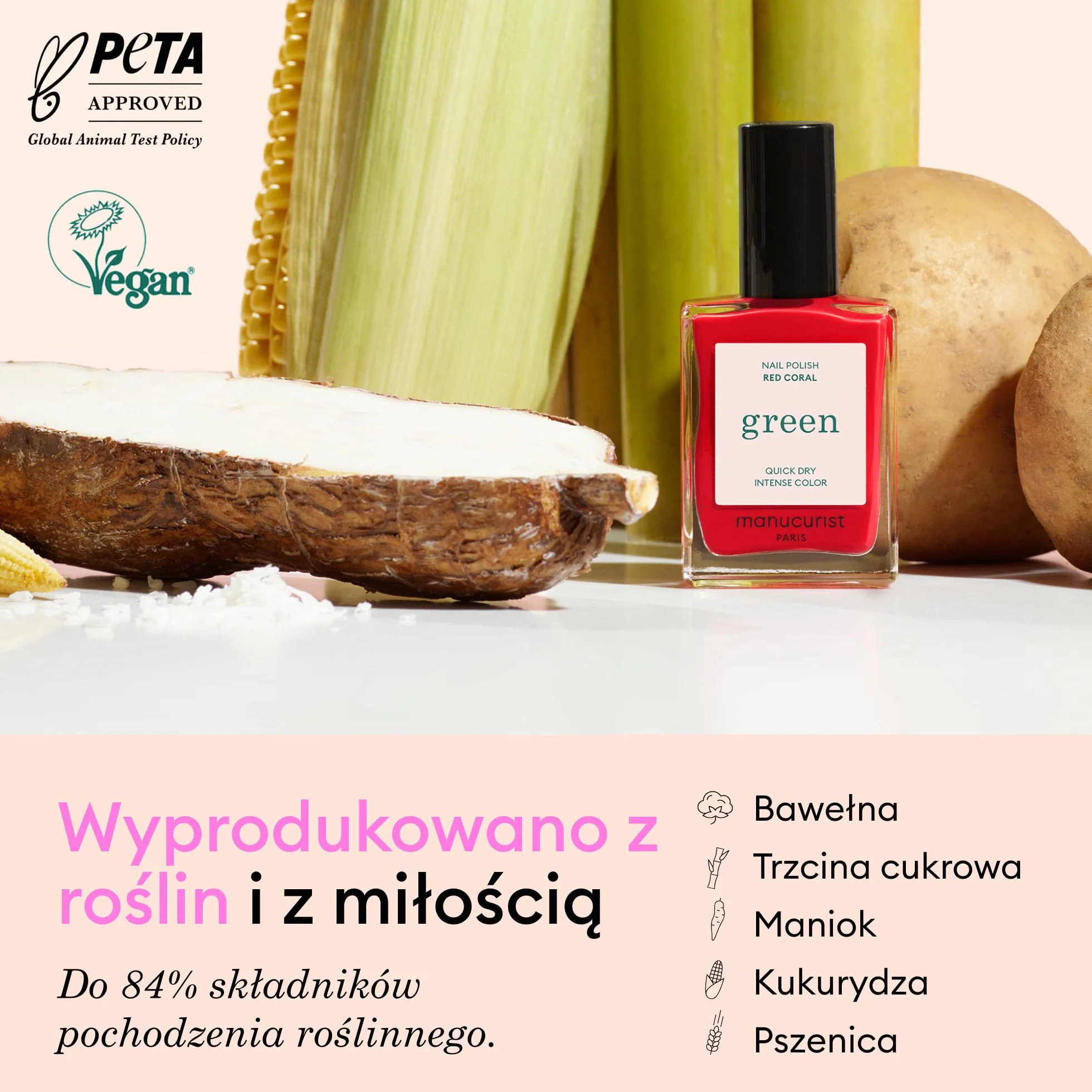 Manucurist - Zielony do paznokci słoneczny - Biały ze złotymi refleksami - 9-Free Classic - Wegański i organiczny (83%) - Profesjonalny manicure - 15 ml