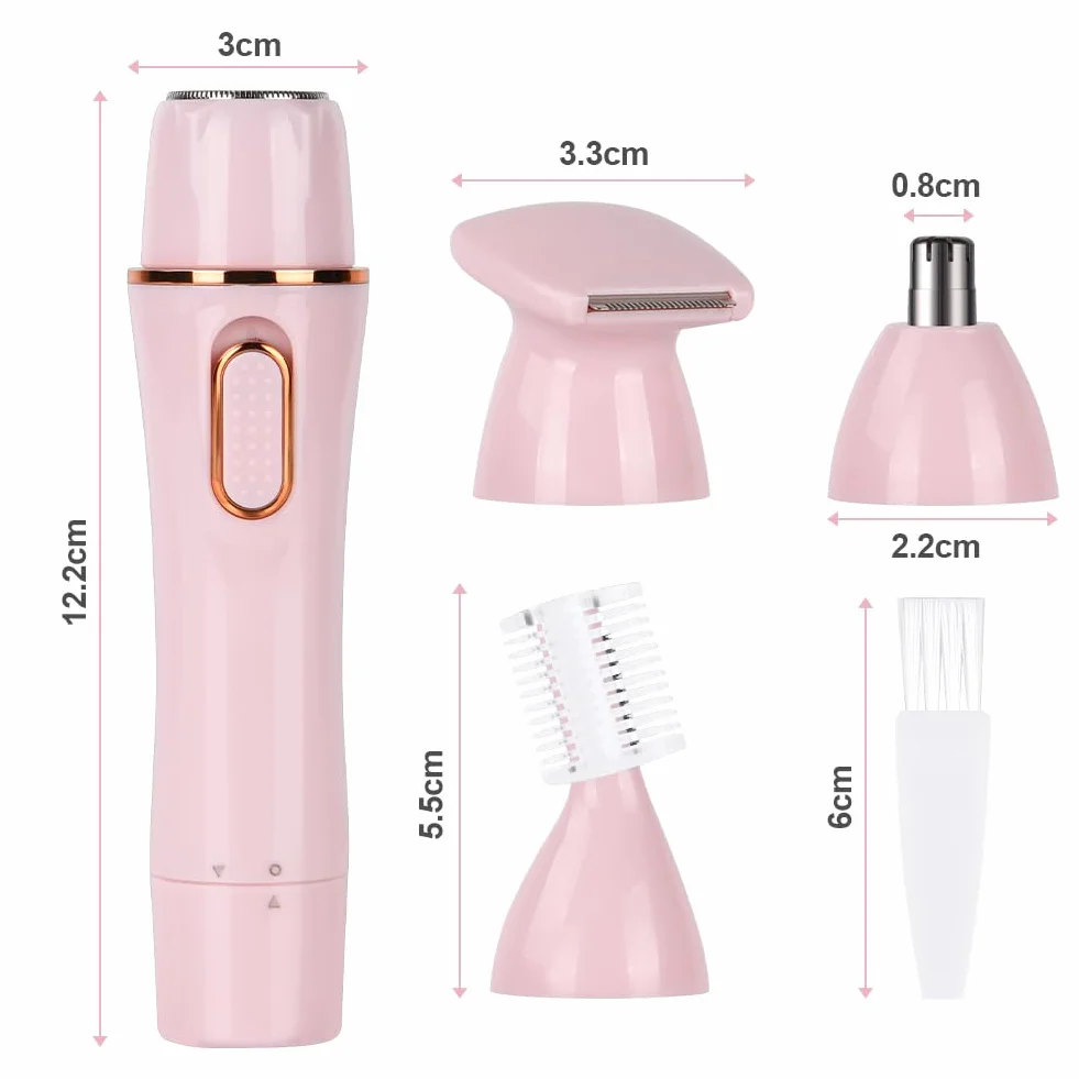 ACWOO Elektryczna golarka dla kobiet, 4 w 1, golarka na mokro i sucho, bezbolesna depilator do strefy bikini, pach, nóg, ramion i twarzy, wodoszczelna, ładowanie przez USB