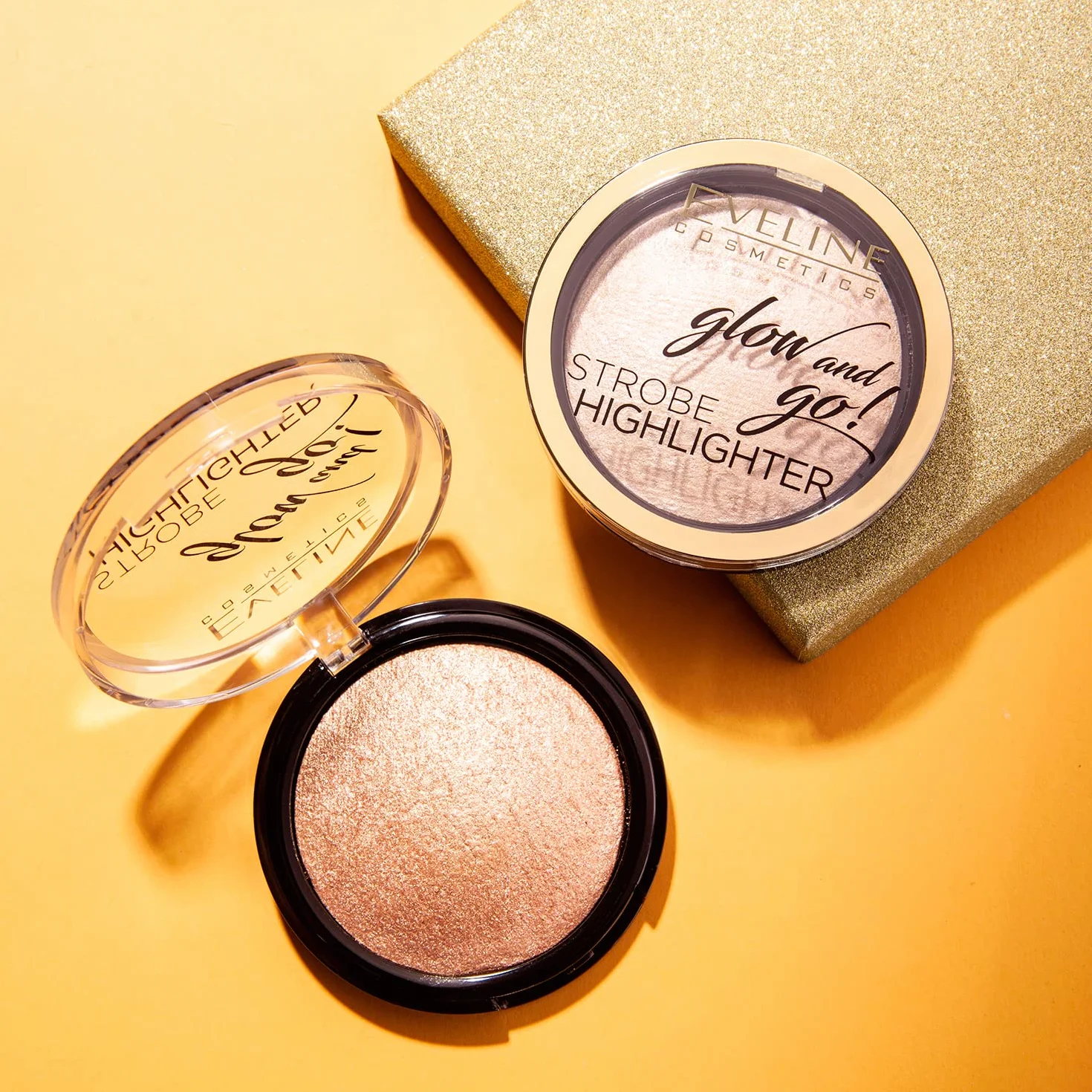 Eveline Cosmetics Glow and Go! Rozświetlacz wypiekany, 14 g, nr 02 Gentle Gold