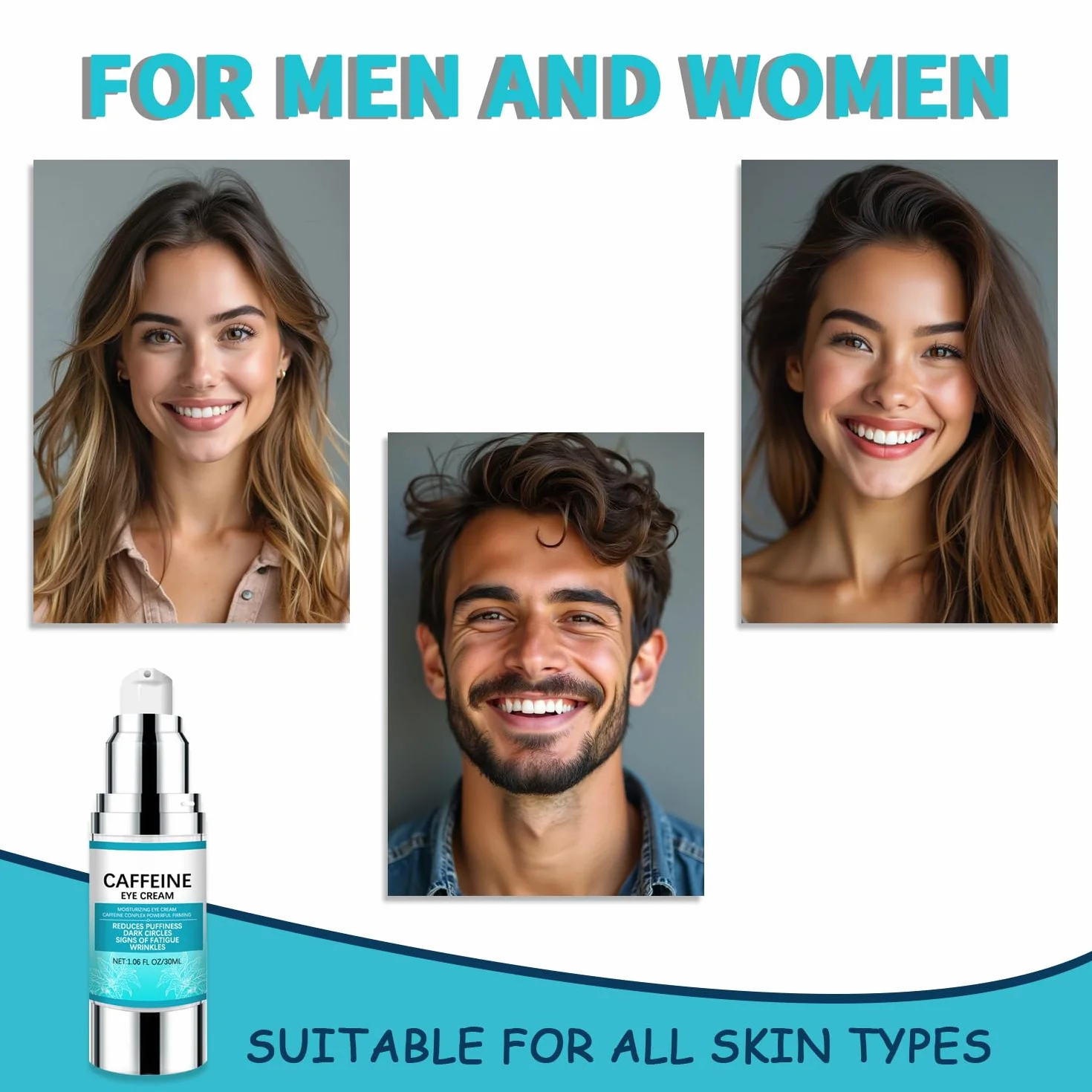 Krem pod oczy z 5% kofeiną do leczenia cieni pod oczami, przeciwzmarszczkowy krem pod oczy, codzienne serum do powiek, opuchnięte worki pod oczami, redukuje zmarszczki i drobne linie, 30 ml