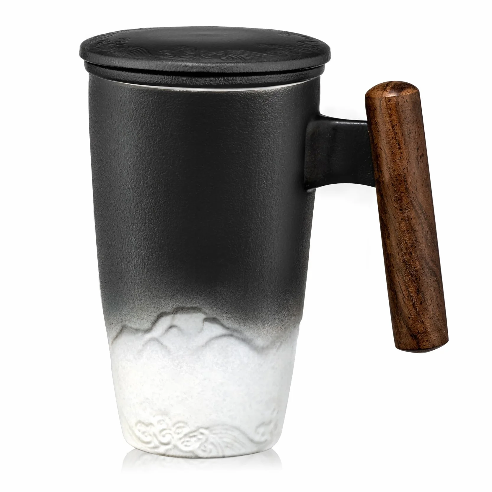 Tomotime ceramiczny kubek do herbaty z zaparzaczem i pokrywką 400 ml czarny