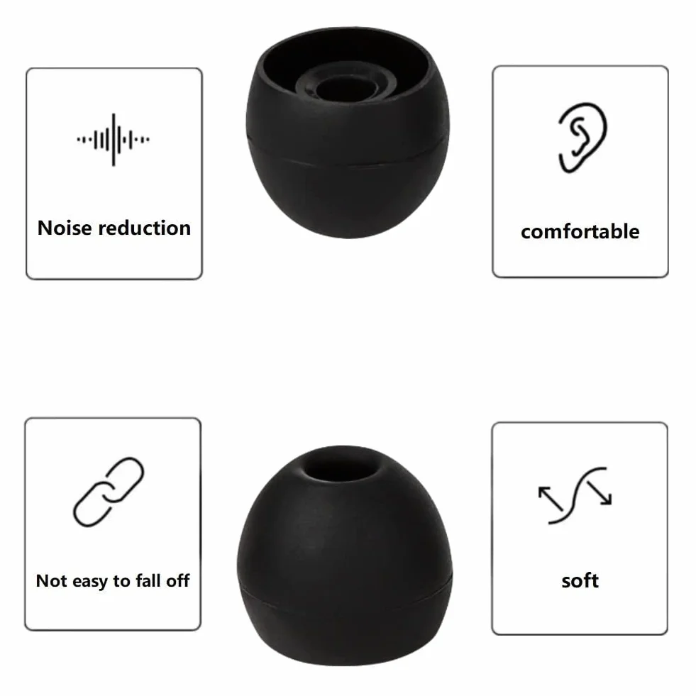 Gumki do słuchawek, 36 szt. miękkich i wygodnych nauszników Bluetooth, kompatybilne z większością słuchawek dousznych, otwór wewnętrzny 4,5 mm-6 mm, kolor czarny