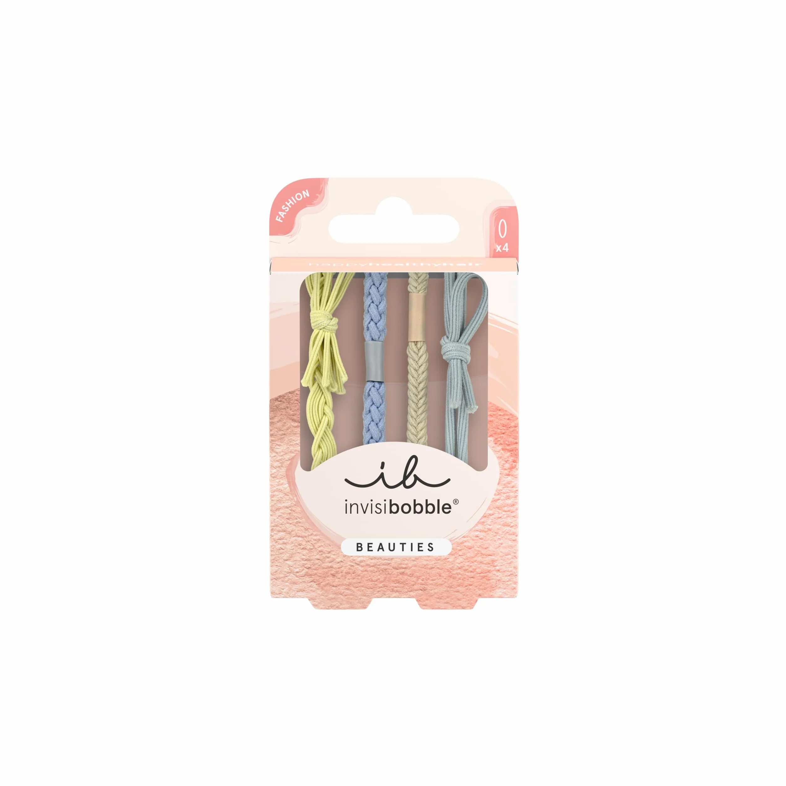 invisibobble BEAUTIES Bebe Blue (4 sztuki) – plecione spiralne gumki do włosów w kolorze pastelowym niebieskim i zielonym – stylowe we włosach i jako bransoletka – spiralna gumka do włosów dla kobiet