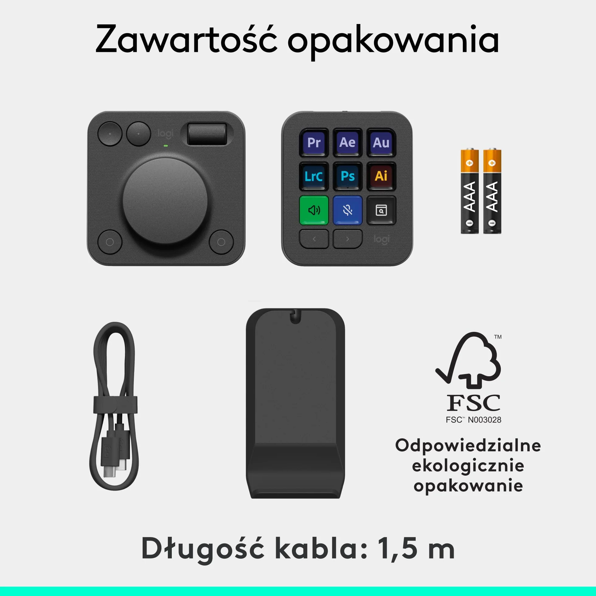Logitech MX Creative Console, programowalna klawiatura keypad z 9 klawiszami LCD z programowalnymi napisami i pokrętłem sterowania do projektowania graficznego, edycji wideo, fotografii - Grafit