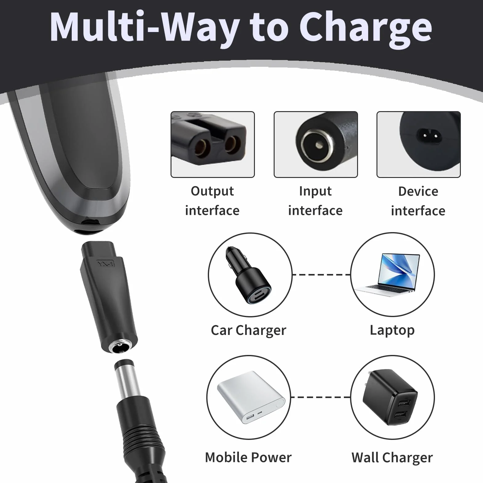 7 sztuk 5 V USB ładowarka do golarki, kabel zasilający USB do maszynki do strzyżenia włosów, zapasowy kabel zasilający do trymera brody, zestaw ładowarek z różnymi adapterami do urządzeń kosmetycznych