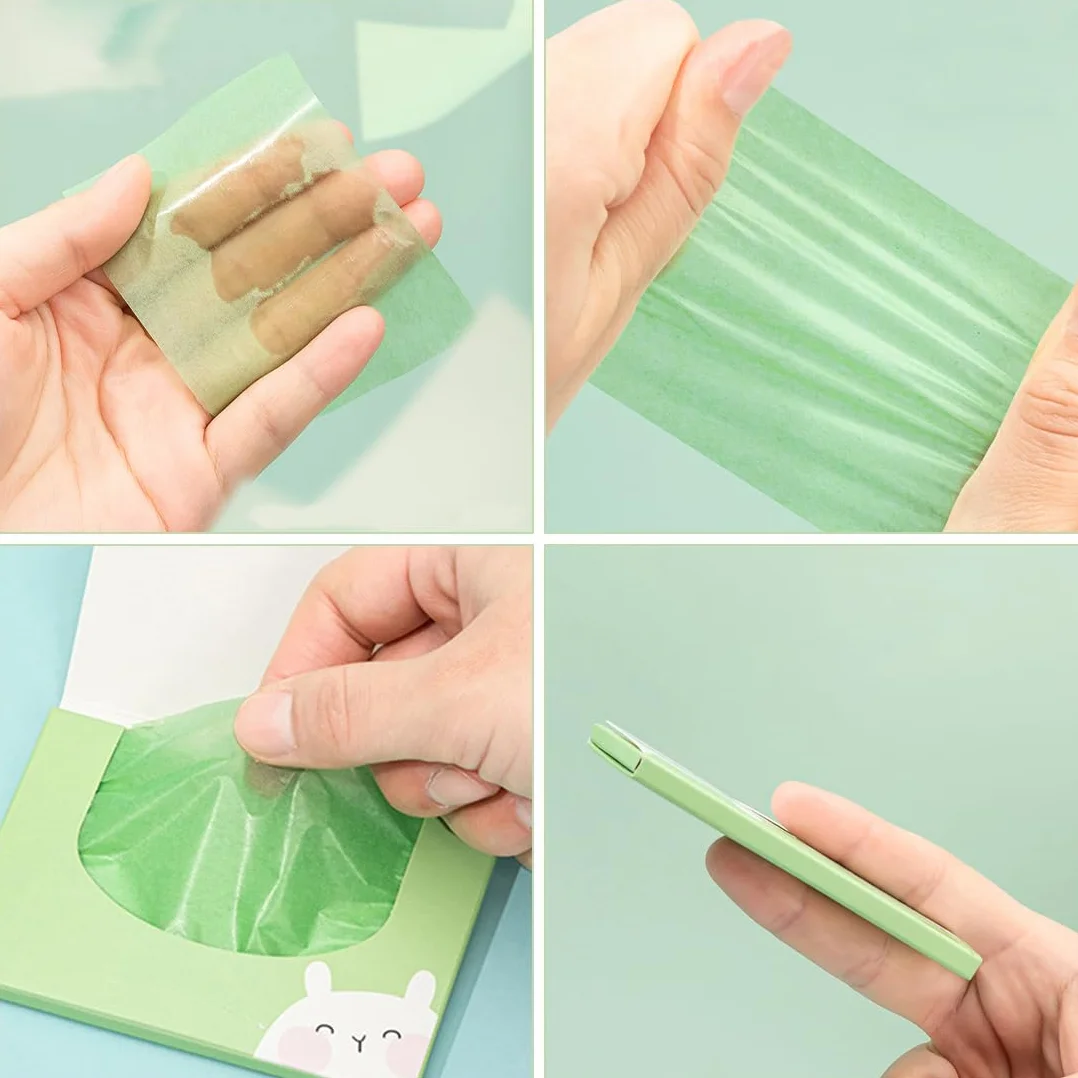 Zestaw 400 sztuk chłonnego papieru do twarzy, 3 opakowania blotting papier + 1 kompaktowe pudełko Puder z lustrem, arkusze matujące i pędzelek puder, papier do kontroli oleju do skóry tłustej