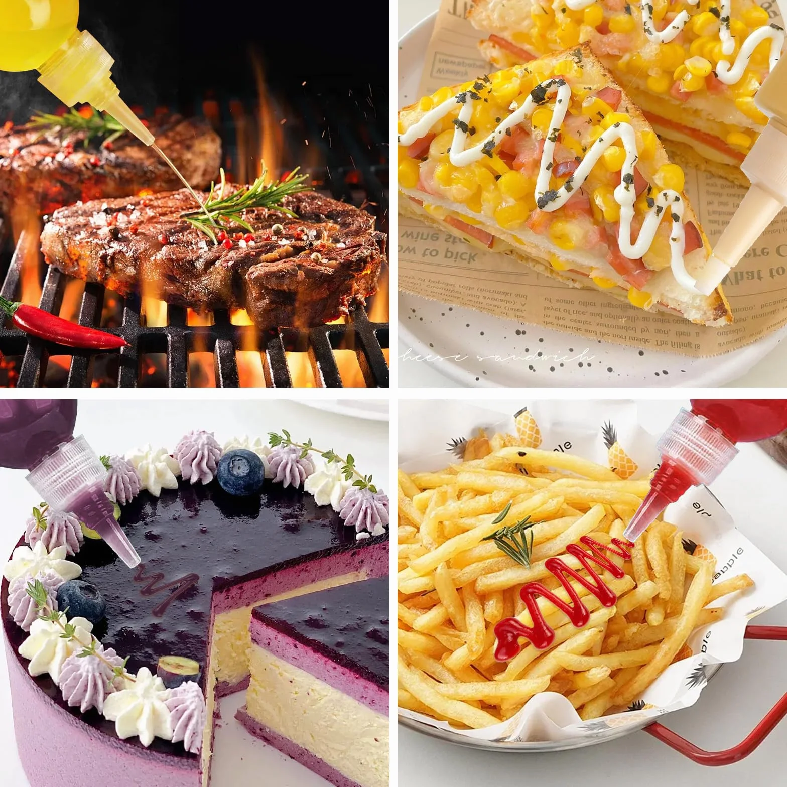 Plastikowa butelka z sosem 200ml 8 sztuk z naklejką na etykietę do keczupu, grill, sosy