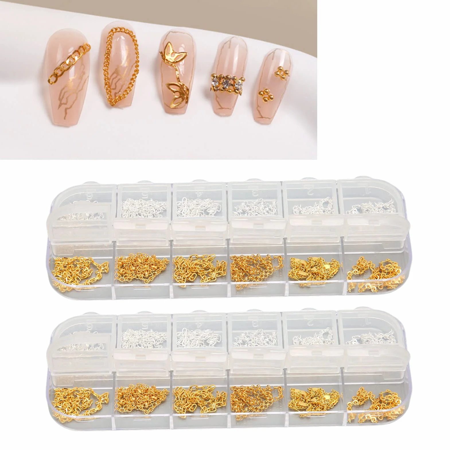 Łańcuszek do Paznokci Multi Shapes Przenośna Dekoracja DIY Metalowa Zawieszka do Paznokci do Salonu Domowego Manicure School