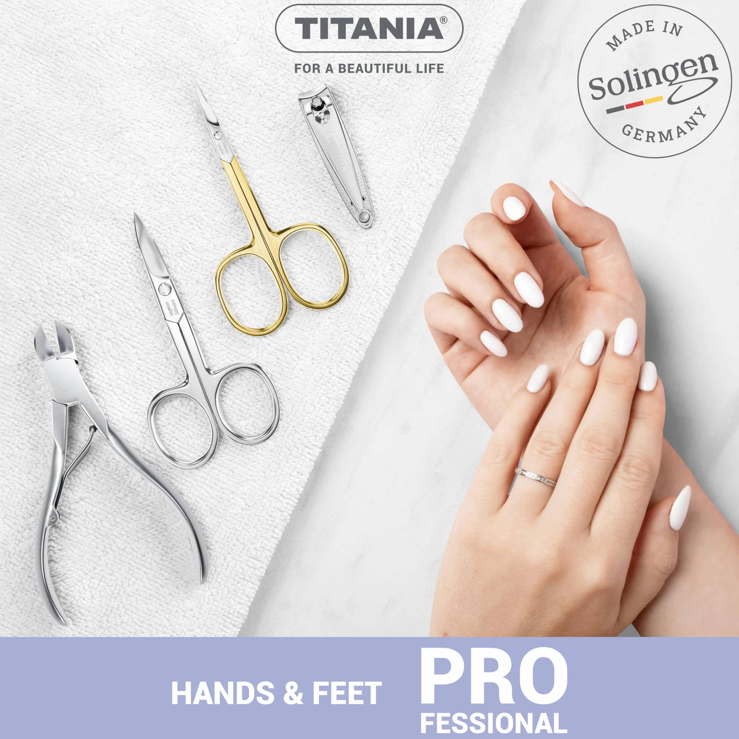 TITANIA Solingen nożyczki do paznokci - zakrzywione, wyjątkowo ostre, do profesjonalnego manicure, stal węglowa, Made in Germany