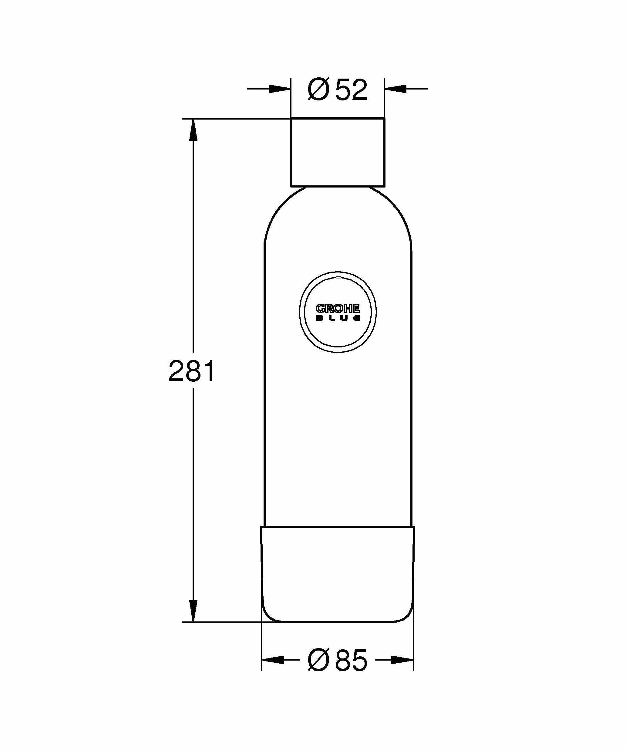 GROHE Blue Fizz 41250L00 butelka na wodę (pojemność: 850 ml, nie nadaje się do mycia w zmywarce, zamknięcie bagnetowe, kompatybilna z saturatorem Blue Fizz), biała