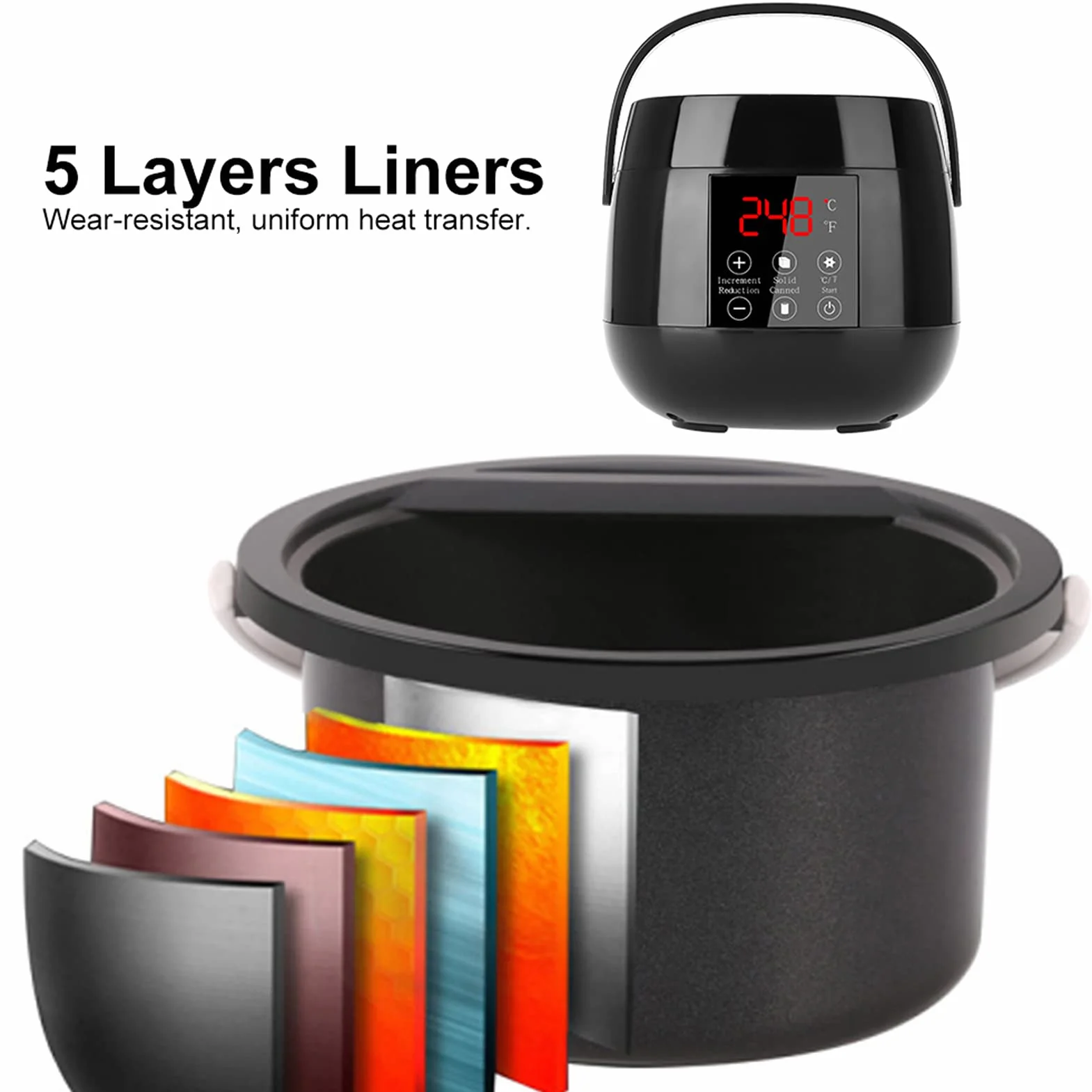 Dioche Profesjonalna elektryczna maszyna do terapii woskiem z wyświetlaczem LED, 4 x 100 g woskiem i 20 pałeczkami woskowymi, używana do usuwania włosów z ciała
