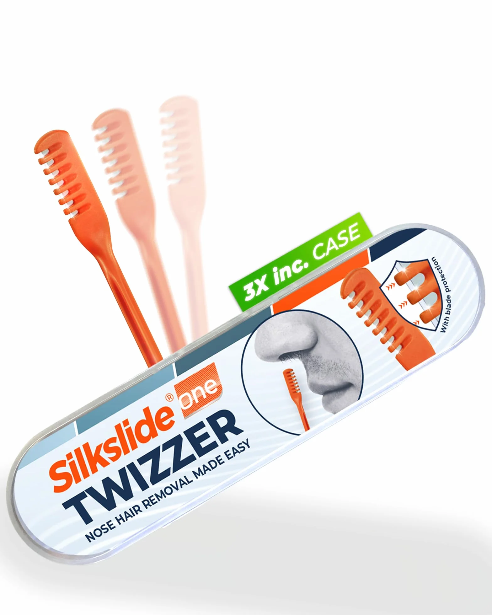 Silkslide® One TWIZZER – trymer do włosów w nosie dla mężczyzn i kobiet, kompaktowe etui podróżne, skręcanie i przycinanie, usuwanie owłosienia z nosa, japońskie ostrza premium, bez prądu i baterii