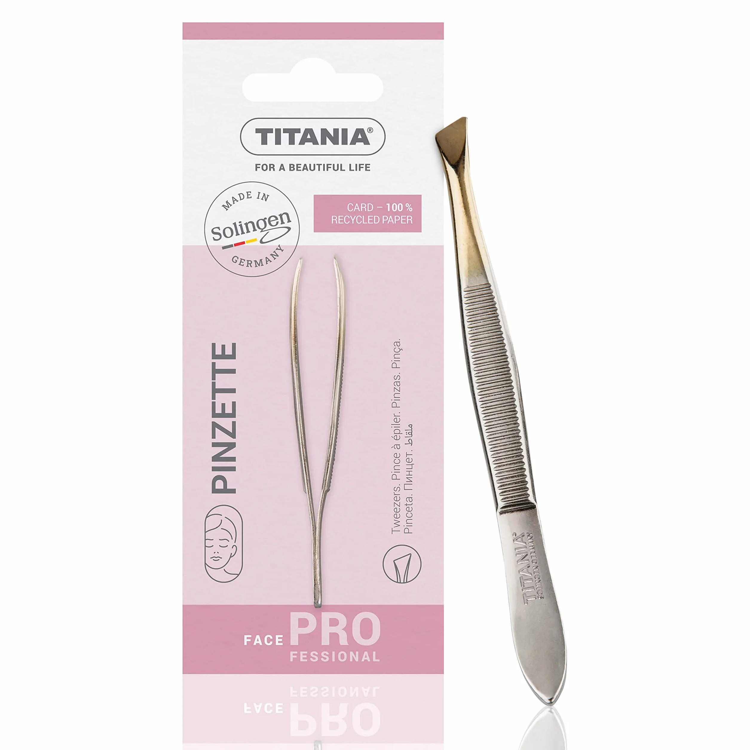 TITANIA Pęseta, końcówka pozłacana, ukośna, 1 opakowanie (1 x 12 g)
