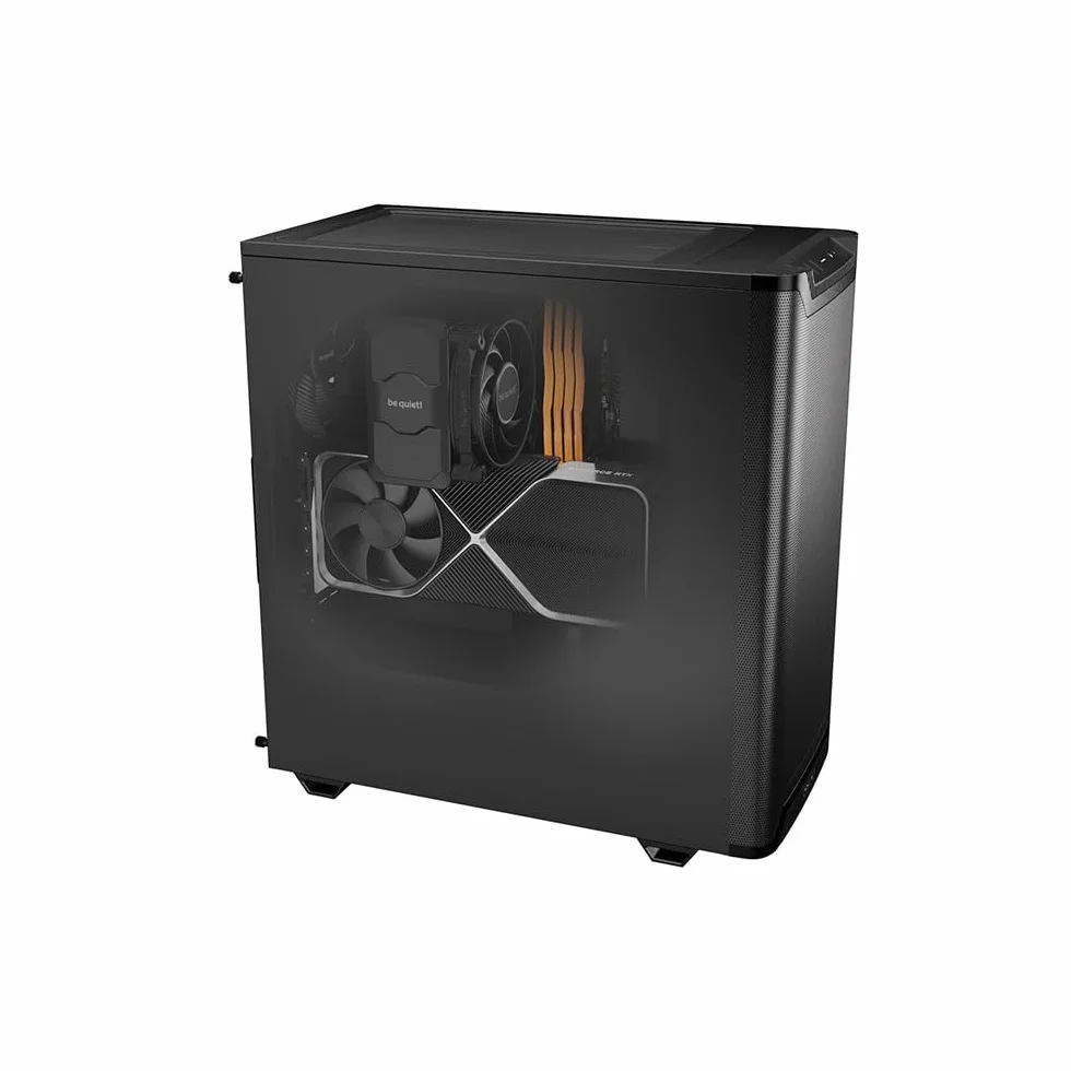 be quiet! Pure Base 501 Airflow Black obudowa PC, 2 fabrycznie zainstalowane wentylatory Pure Wings 3 140 mm PWM, wysokie ciśnienie statyczne, pojemna konstrukcja, kompaktowe wymiary, USB 3.2