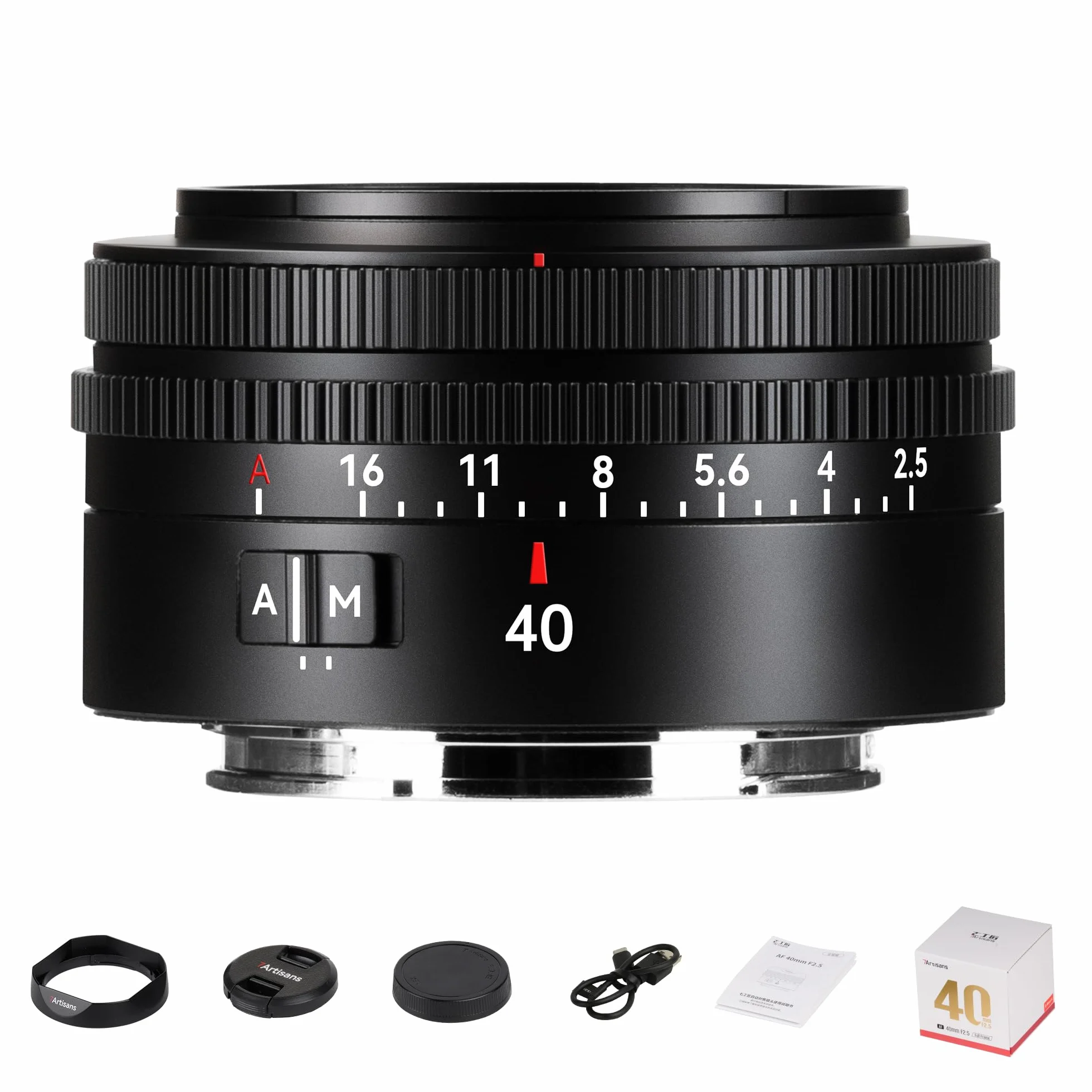 7artisans AutoFocus 40 mm F2.5 Full Frame obiektyw z obsługą trybu automatycznego/ręcznego do Sony FX A1, A9, A7M, A7R, A7S, A7C, ZVE Series FX3, A9II, A7M2, A7S2