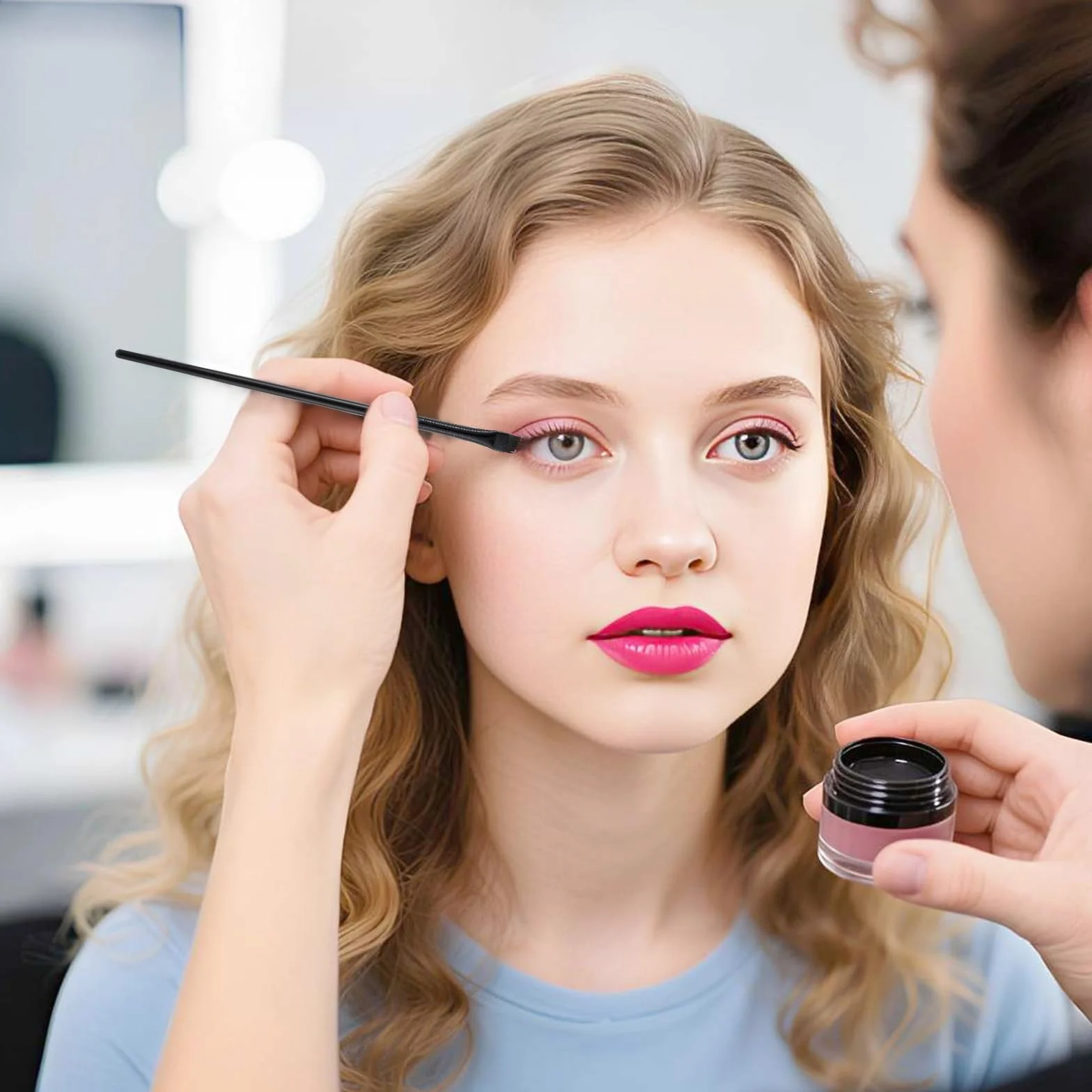 5 cienkich pędzli do eyelinera, profesjonalny, wygięty, miękki, płaski pędzel do makijażu, delikatny, mały pędzel do eyelinera