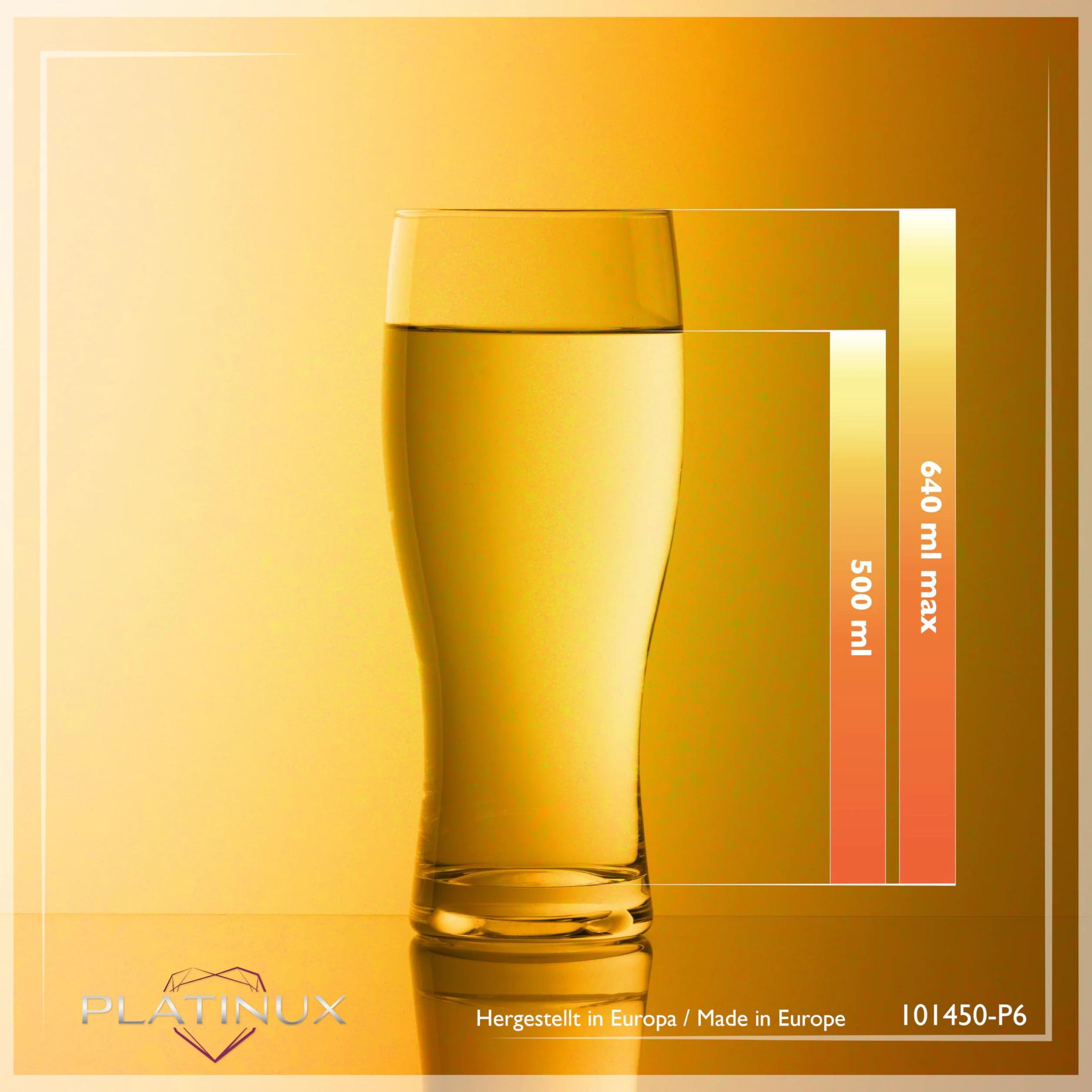 PLATINUX Szklanki do piwa 500 ml (maks. 640 ml) ze szkła zestaw 6-częściowy kufel do piwa pszenicznego wysoki kieliszek do piwa 0,5 l