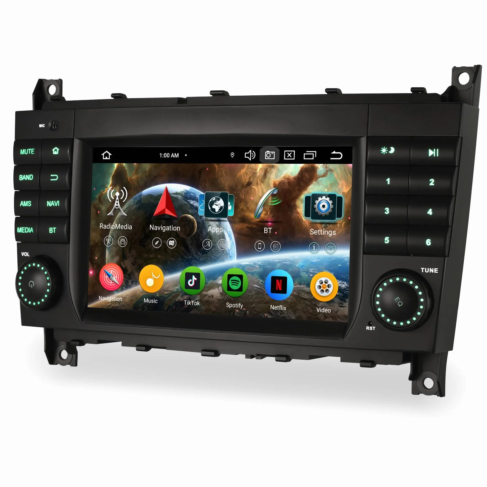 Erisin radio samochodowe 8-rdzeniowe 4GB+64GB z Androidem 14 GPS Navi dla Mercedesa Benz klasy C W203 klasy CLC W203 C180 klasy G W463, obsługuje Bluetooth, 7-calowy ekran dotykowy, CarPlay, Android