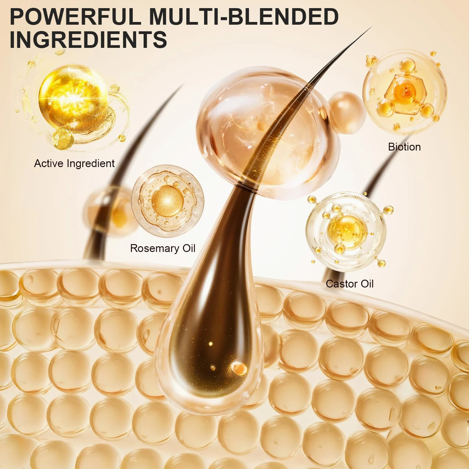 Hair Growth Serum naturalna pielęgnacja włosów do skóry–3x60ml | z olejkiem rozmarynowym,olejem rycynowym i biotyną serum do włosów przeciw wypadaniu włosów dla mężczyzn i kobiet