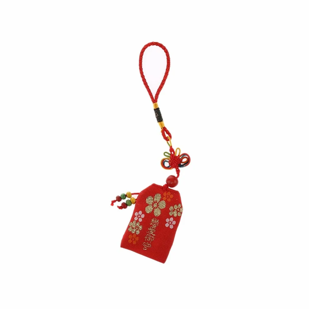 lachineuse - Japońskie Omamori dla miłości i harmonii - Japoński wieszak na szczęście - tradycyjny japoński amulet - wieszak na szczęście - Kolor czerwonych kwiatów wiśni - Prezent Japonia Azja