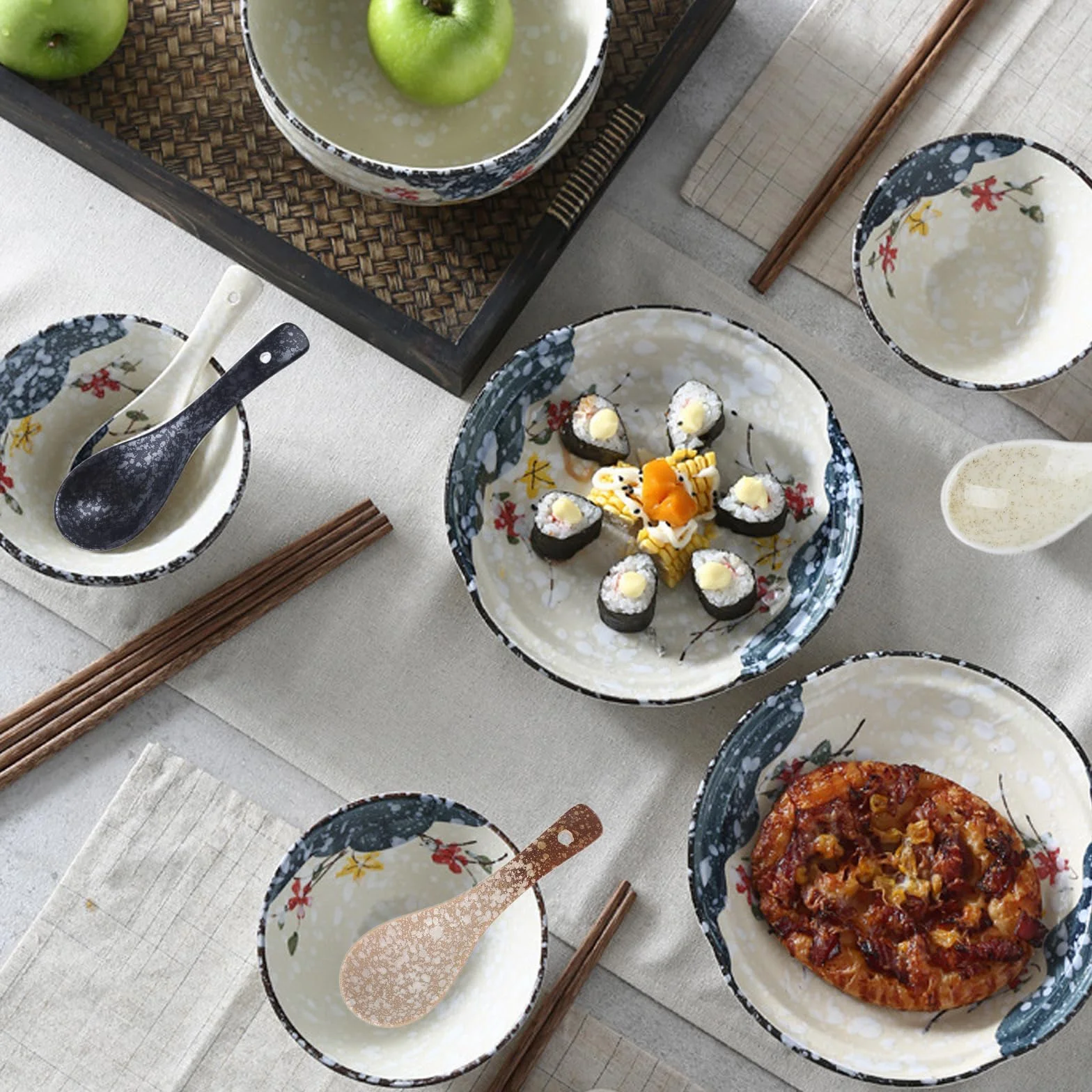 Azjatycka Ceramiczna Łyżka Do Zupy 6 Sztuk