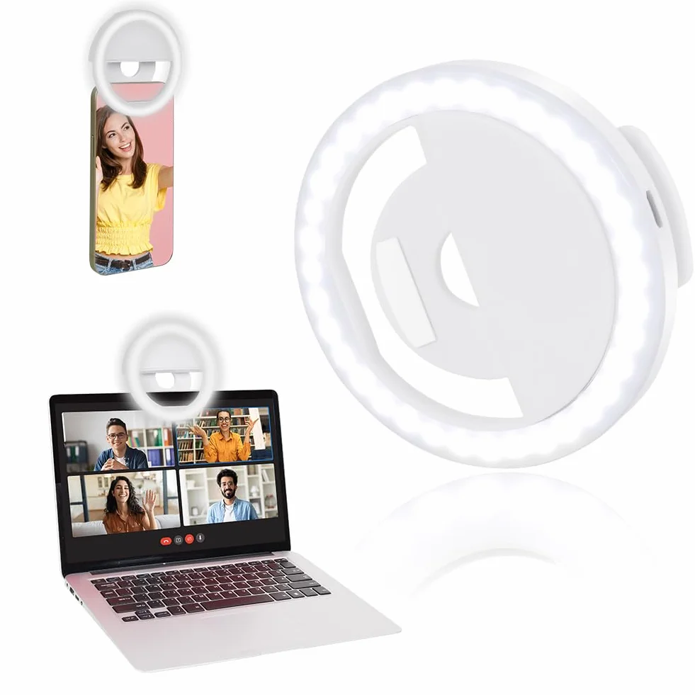 OSDUE Lampa pierścieniowa do selfie, przenośna z 36 diodami LED do telefonu, tabletu, laptopa, powiększenia, makijażu, vlogów i wideokonferencji