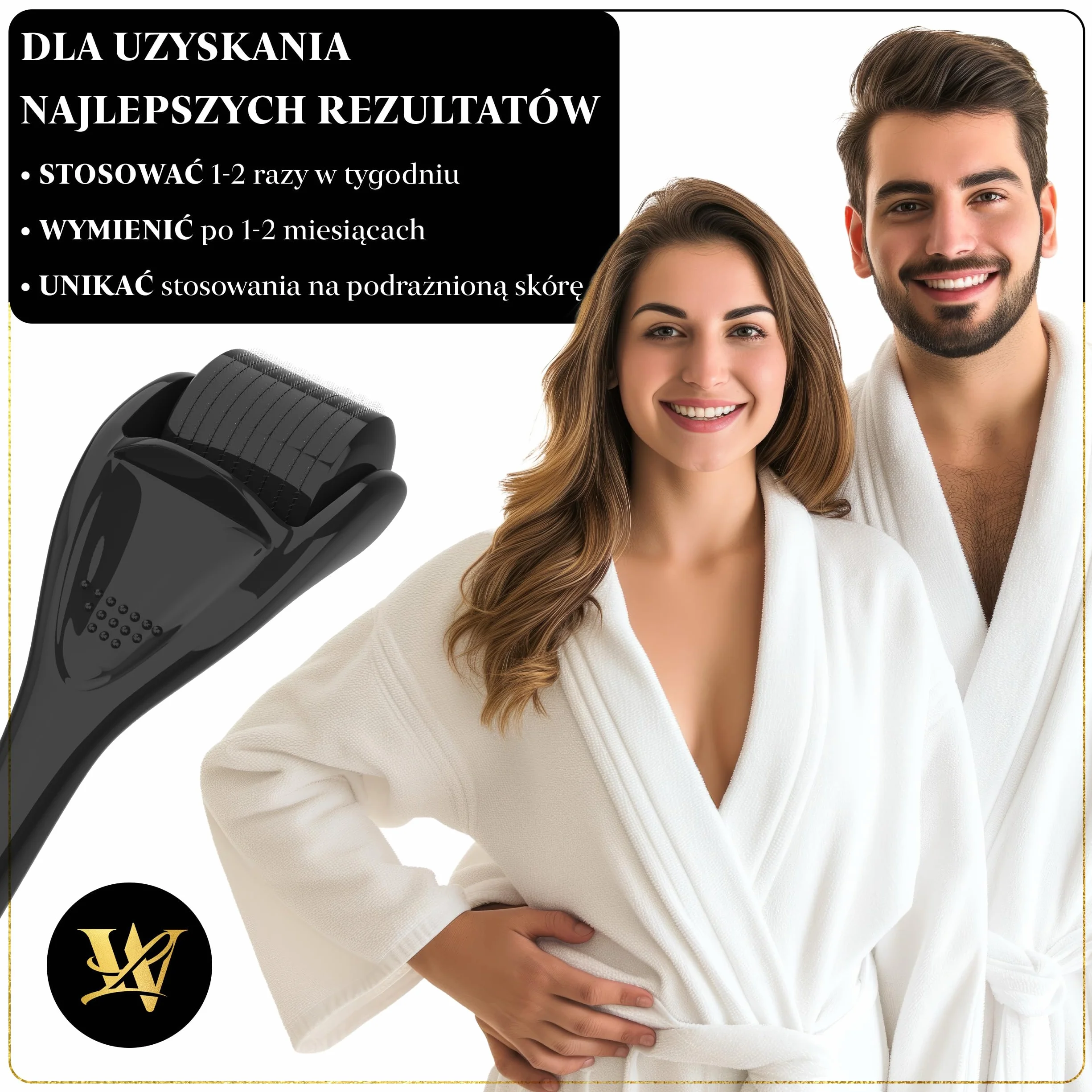 Derma Roller do Skóry, Włosów i Brody – Tytanowy Wałek Mikronakłuwający dla Kobiet i Mężczyzn do Twarzy i Skóry Głowy, Bezpieczny i Łatwy w Użyciu (1,0mm)
