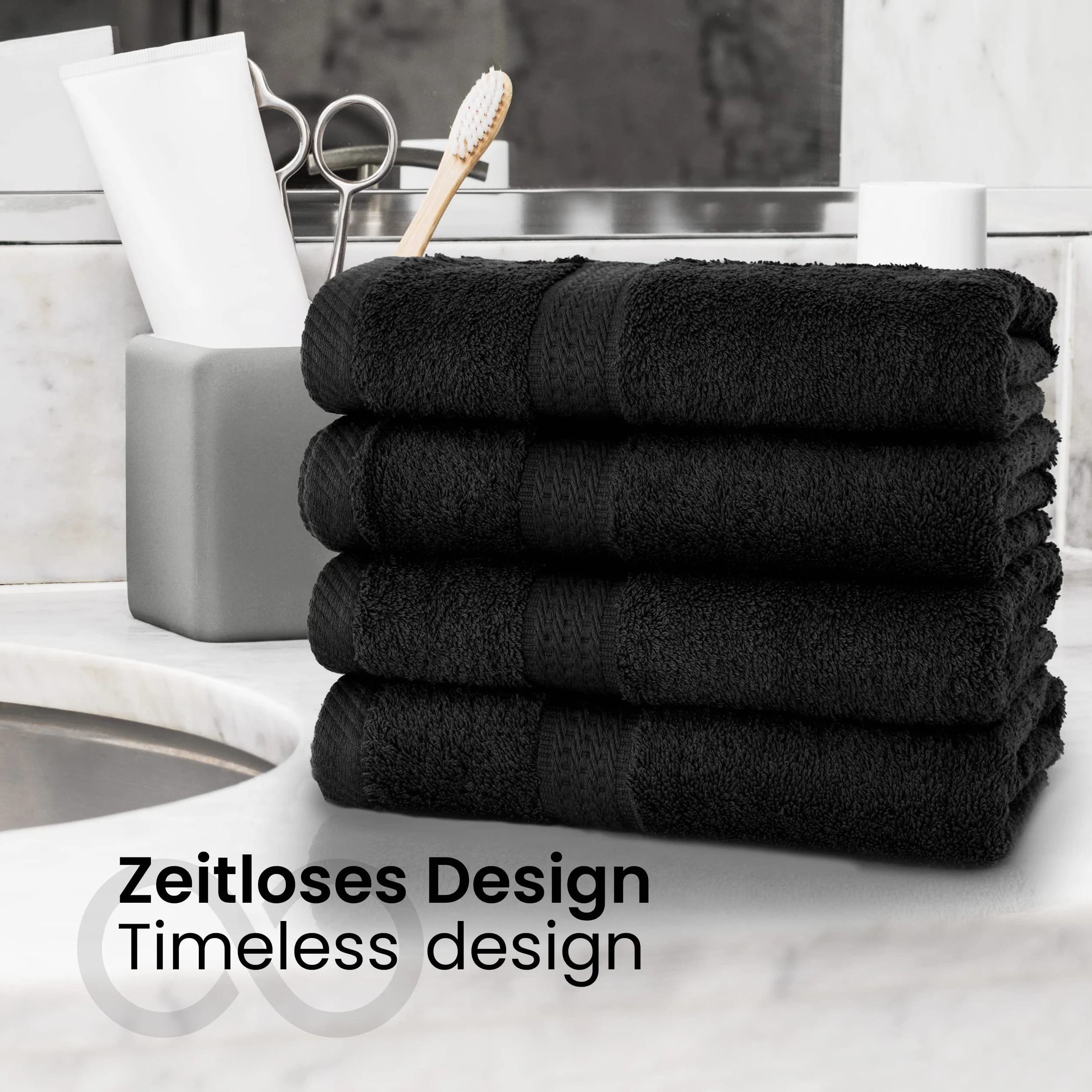BaSaTex Zestaw 10 ręczników frotte 30x50 czarny 100% bawełny Öko-Tex Made in Green