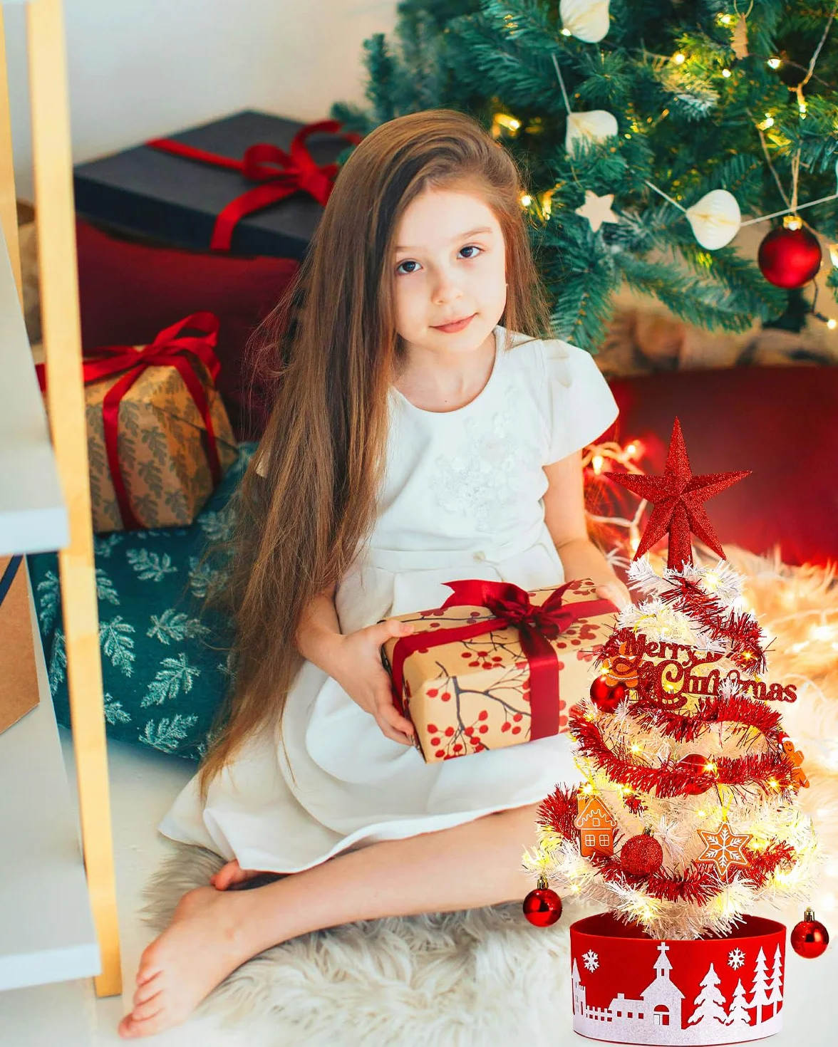 Minichoinka z oświetleniem LED 60 cm z szyszkami sosnowymi dekoracja stołu