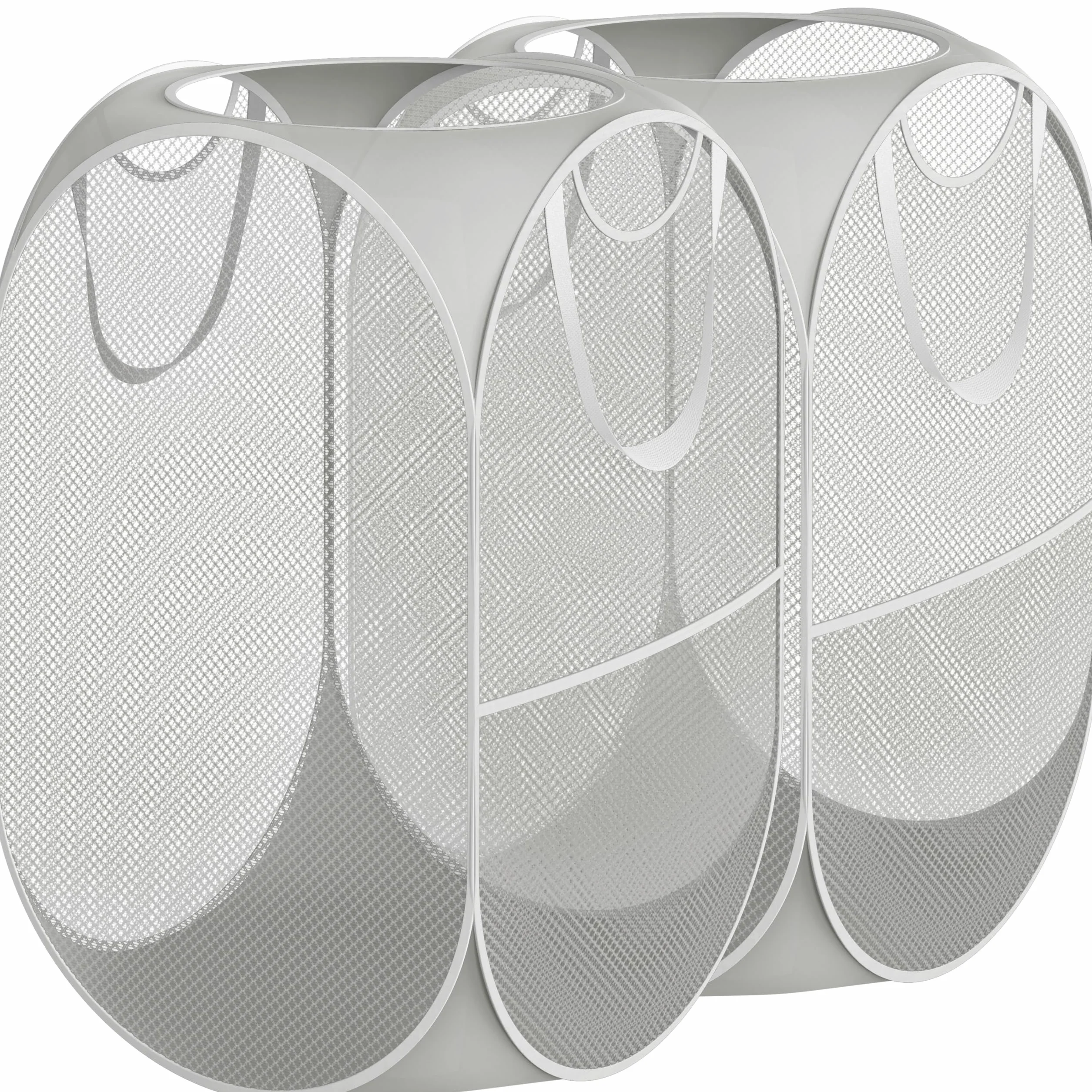 Simple Houseware Mesh Pop-Up Laundry Hamper Basket With Side Pocket, Gray - 2 Pack