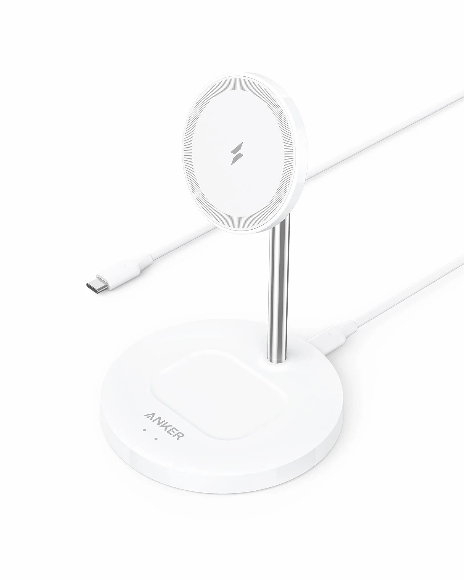 Anker PowerWave magnetyczna stacja ładująca 2 w 1, bezprzewodowa stacja ładująca, ładowarka z kablem USB C o długości 150 cm, kompatybilna z iPhone 13/13Pro/13 Pro Max/13 Mini i AirPods 2/Pro (bez zasilacza)