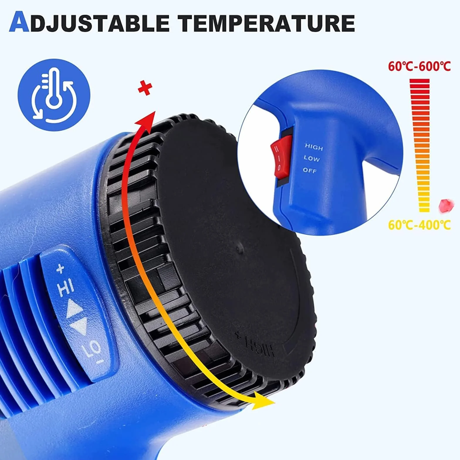 Pistolet termokurczliwy 2000 W 40-600 ℃ Cyfrowa termoregulacja do kapsułek z PVC 50 mm