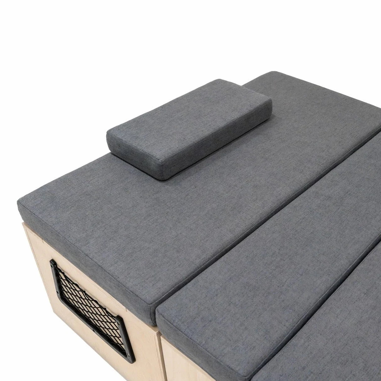 Sofa rozkładana w kształcie L 180x120 cm drewno brzozowe z poduszkami 8 cm